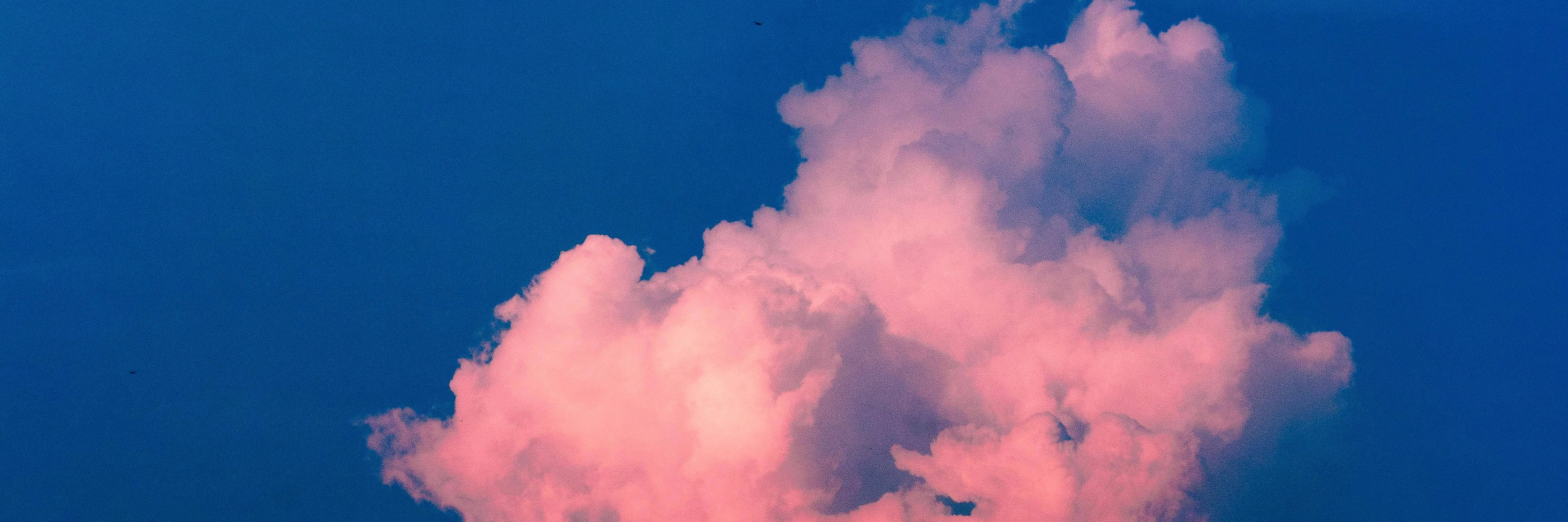 Thick Vintage Aesthetic Cloud, pink, deep blue sky, 4K Desktop Wallpaper