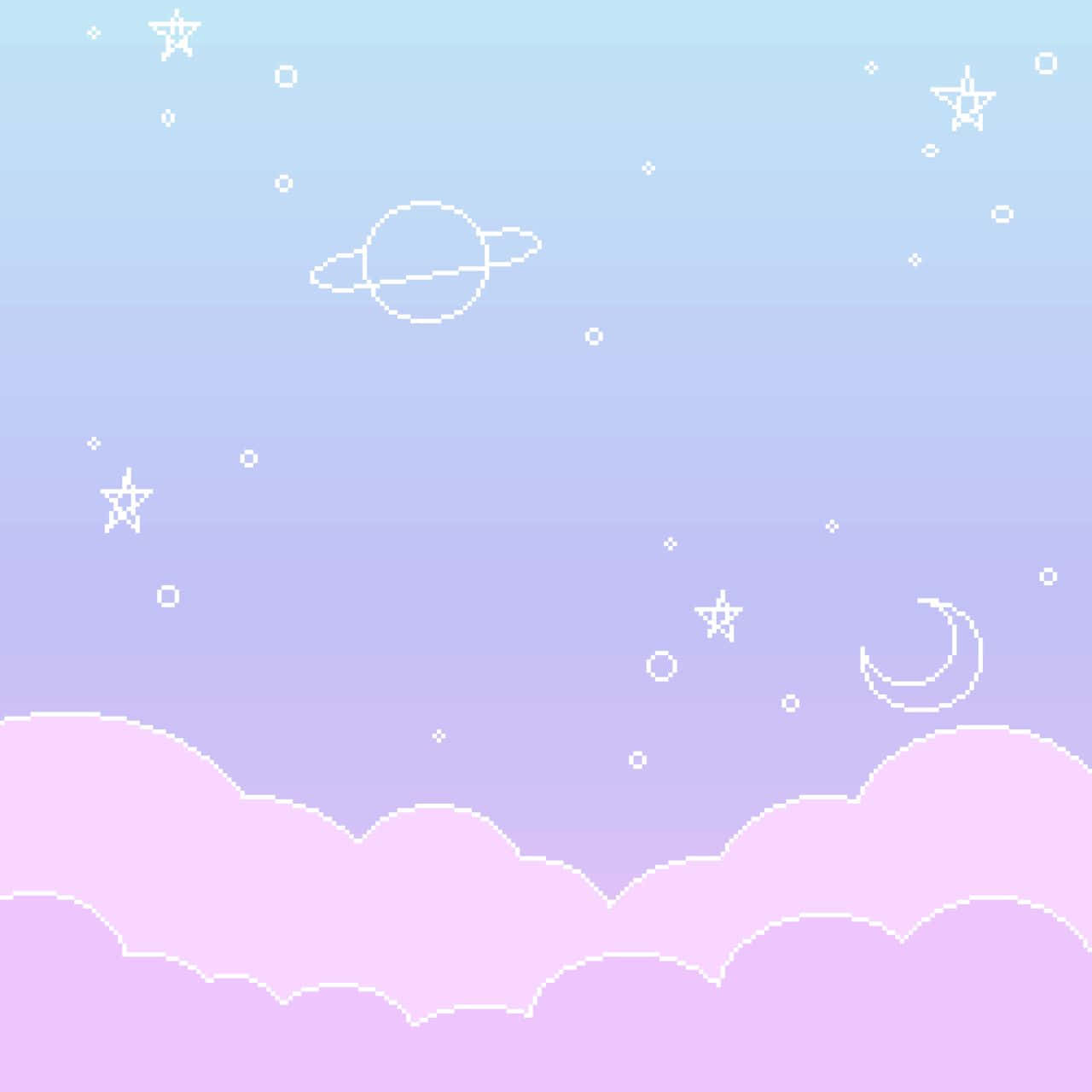 pastel gradient clouds, stars, moon, HD Desktop Wallpaper
