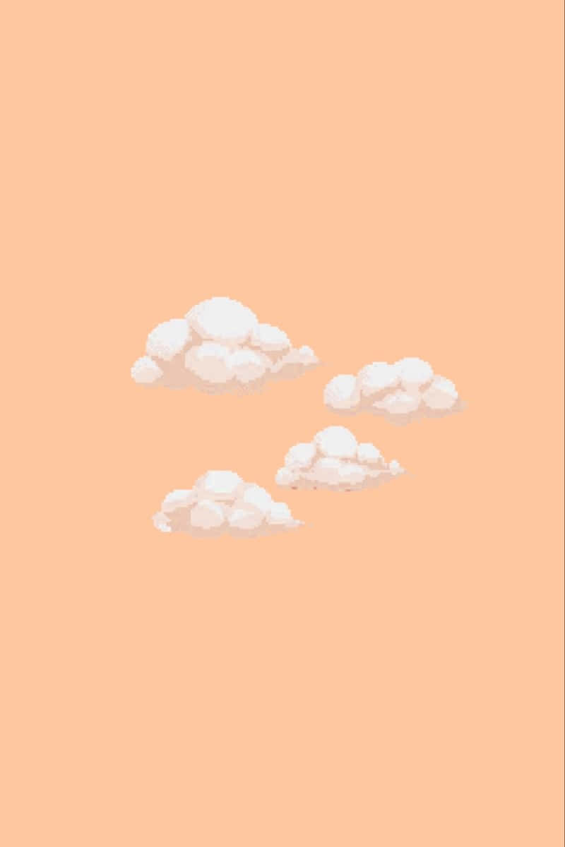 light orange clouds, peach background, soft white pixelated clouds, SD Phone Wallpaper