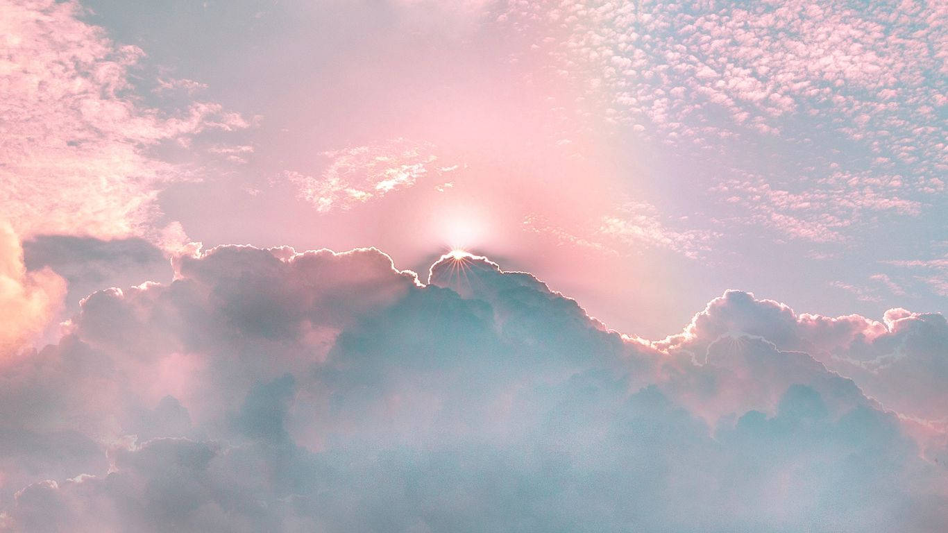 Aesthetic Clouds, pink sunlight, sunburst, HD Desktop Wallpaper