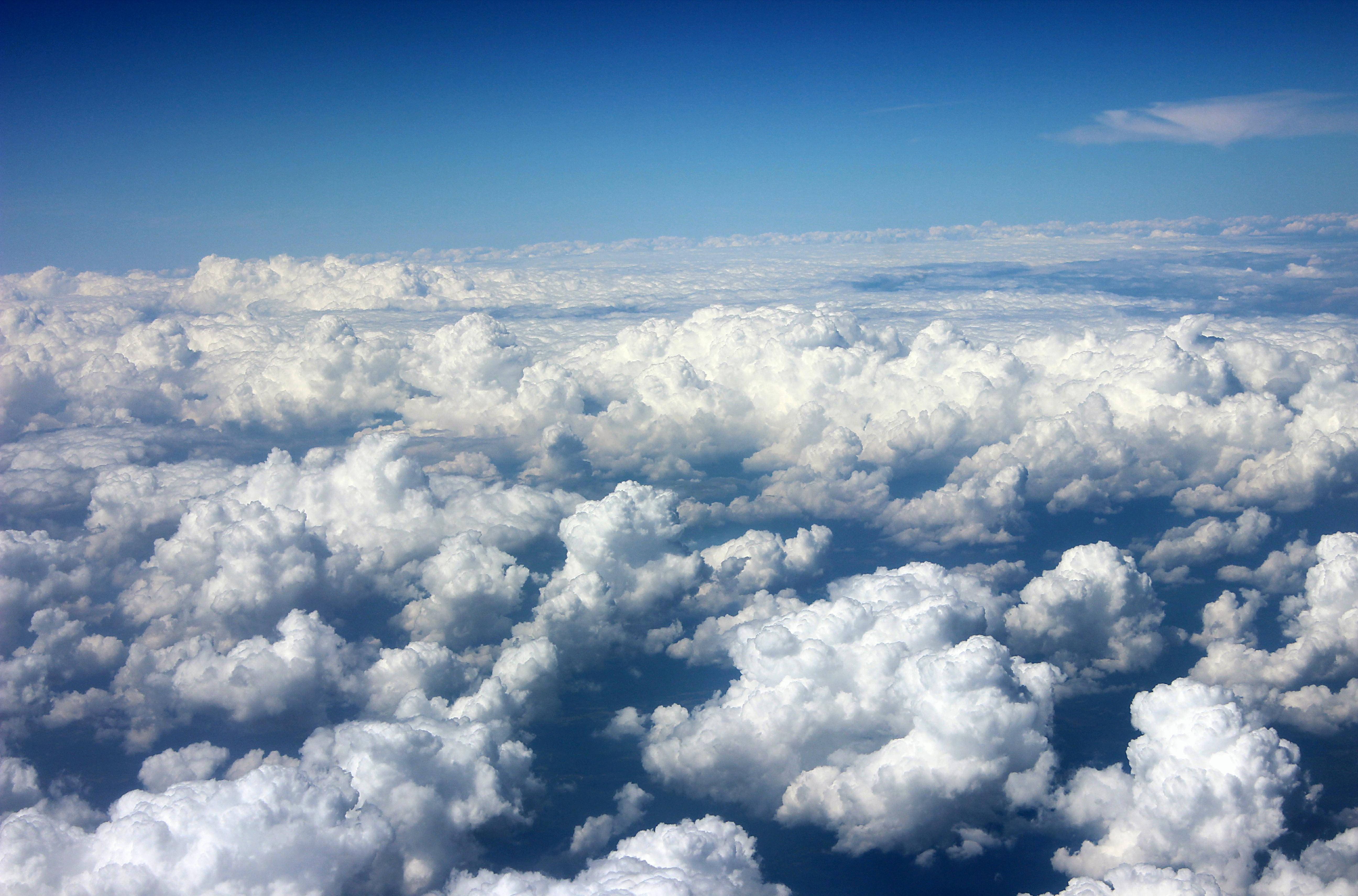 cotton like aesthetic clouds, fluffy white clouds, clear blue sky, 5K Desktop Wallpaper