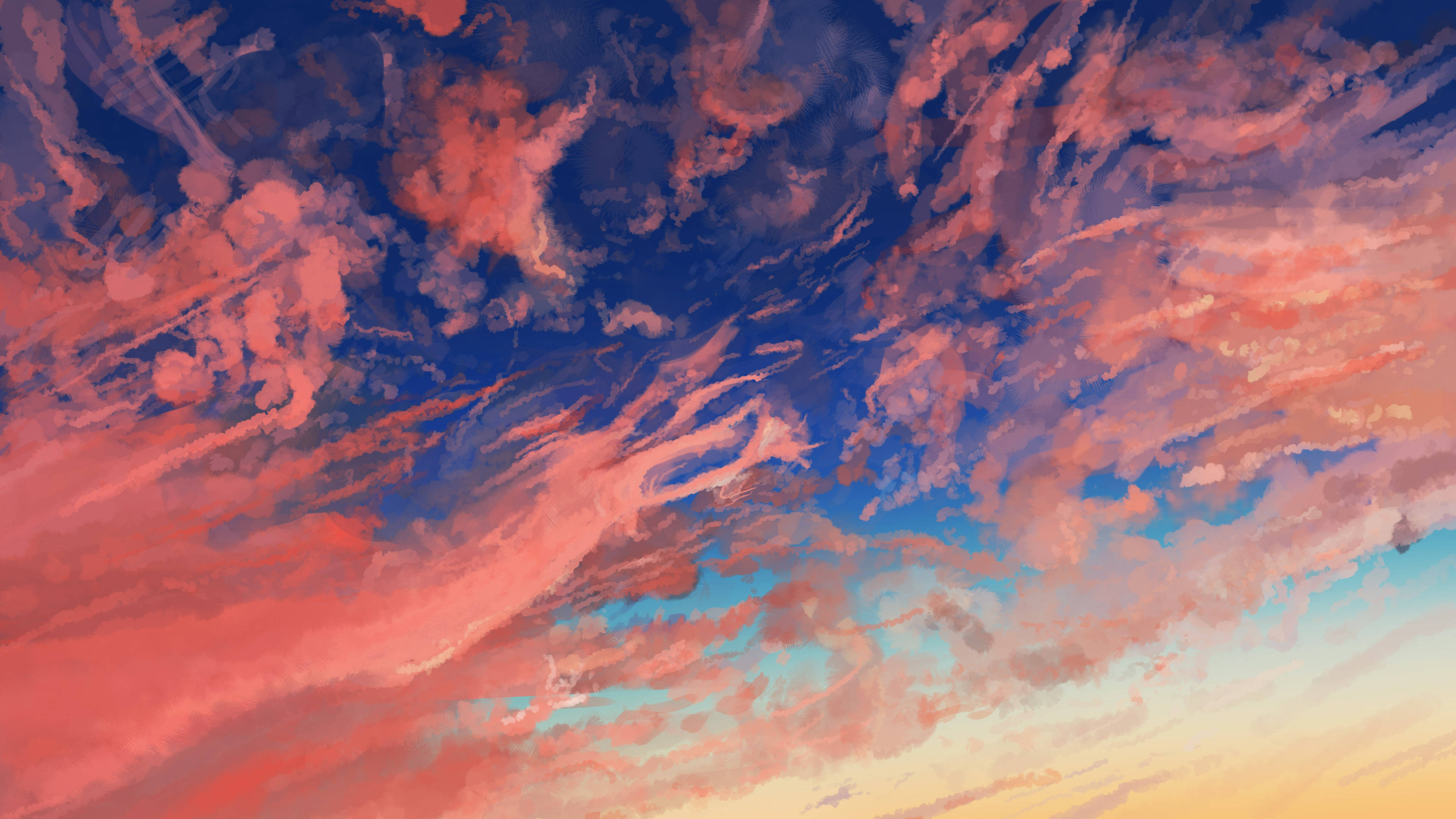 Aesthetic Clouds, pink, orange, 4K Desktop Wallpaper