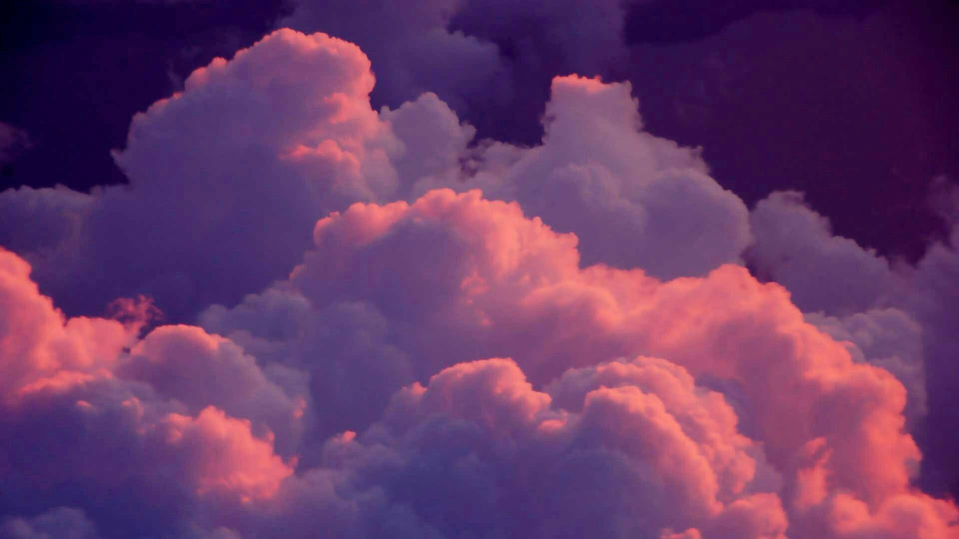 dark red aesthetic clouds, fiery pink, deep purple, Full HD Desktop Wallpaper