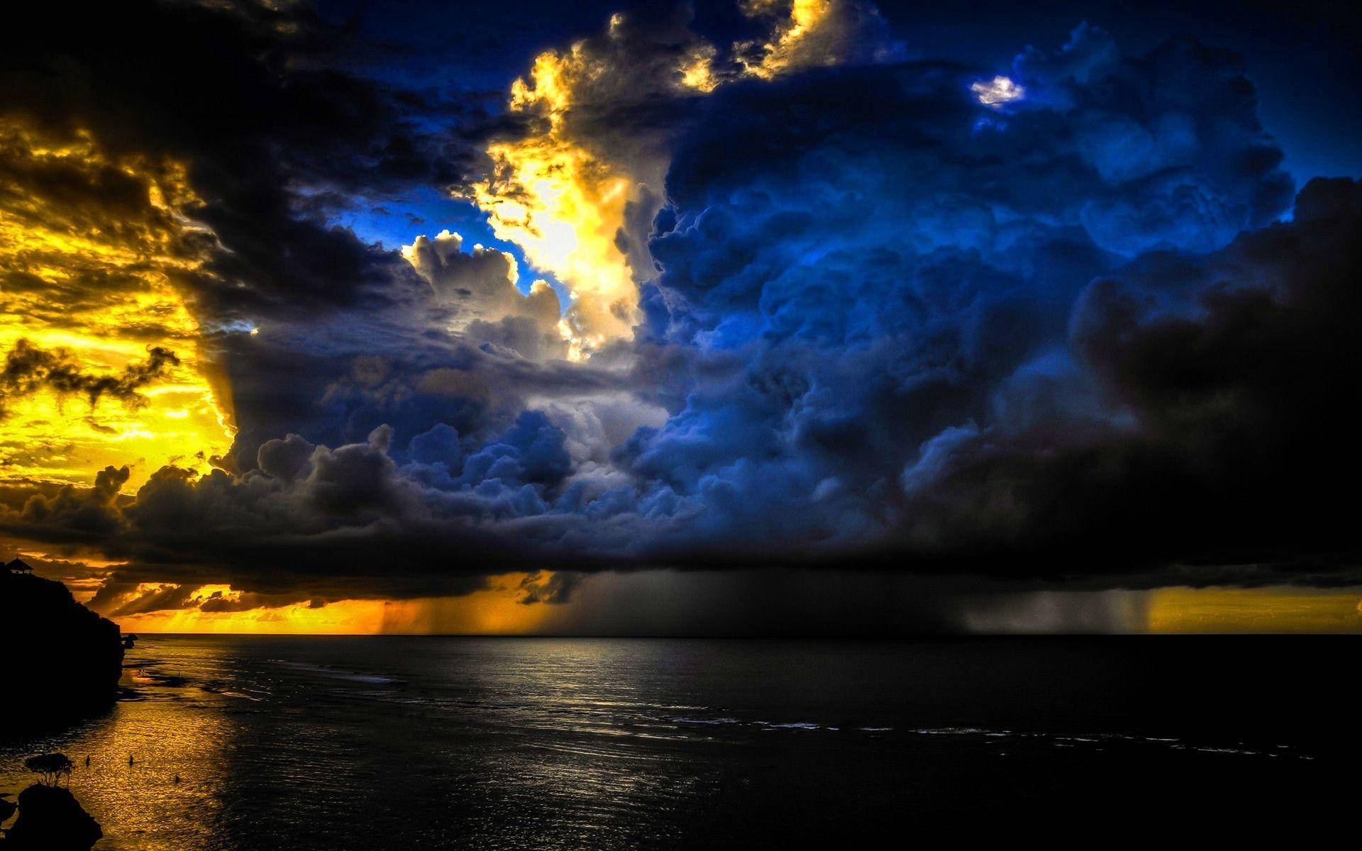 sunset, ocean, golden light, Full HD Desktop Wallpaper