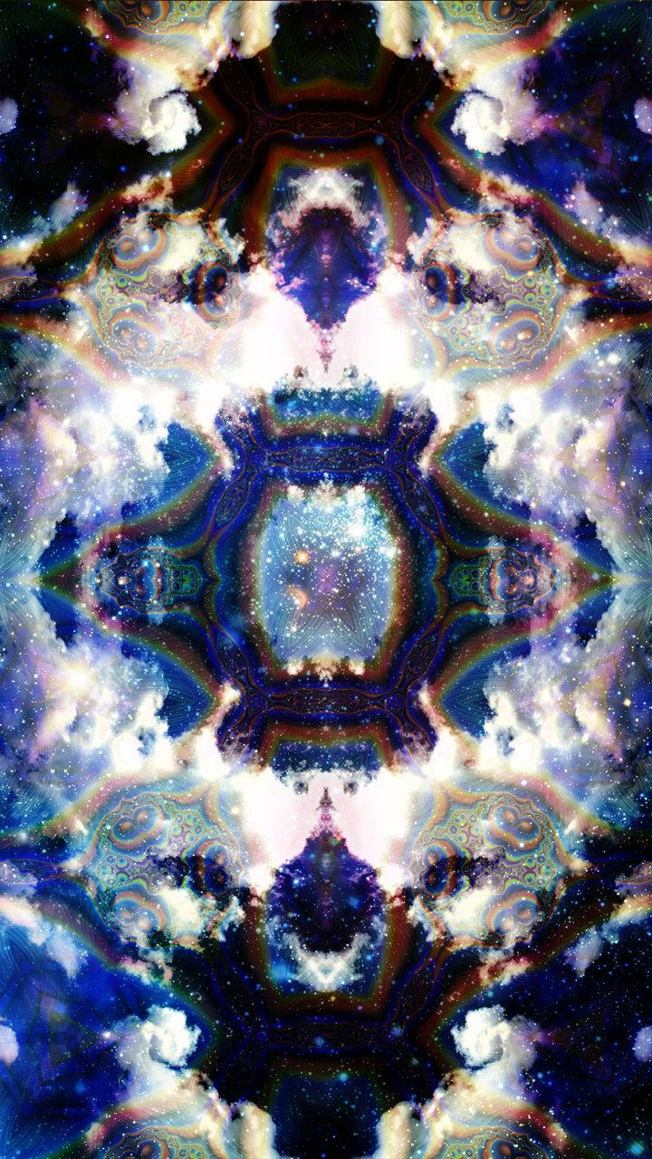 psychedelic cloud kaleidoscope, kaleidoscopic cosmic nebula, swirling blues purples and golds, HD Phone Wallpaper