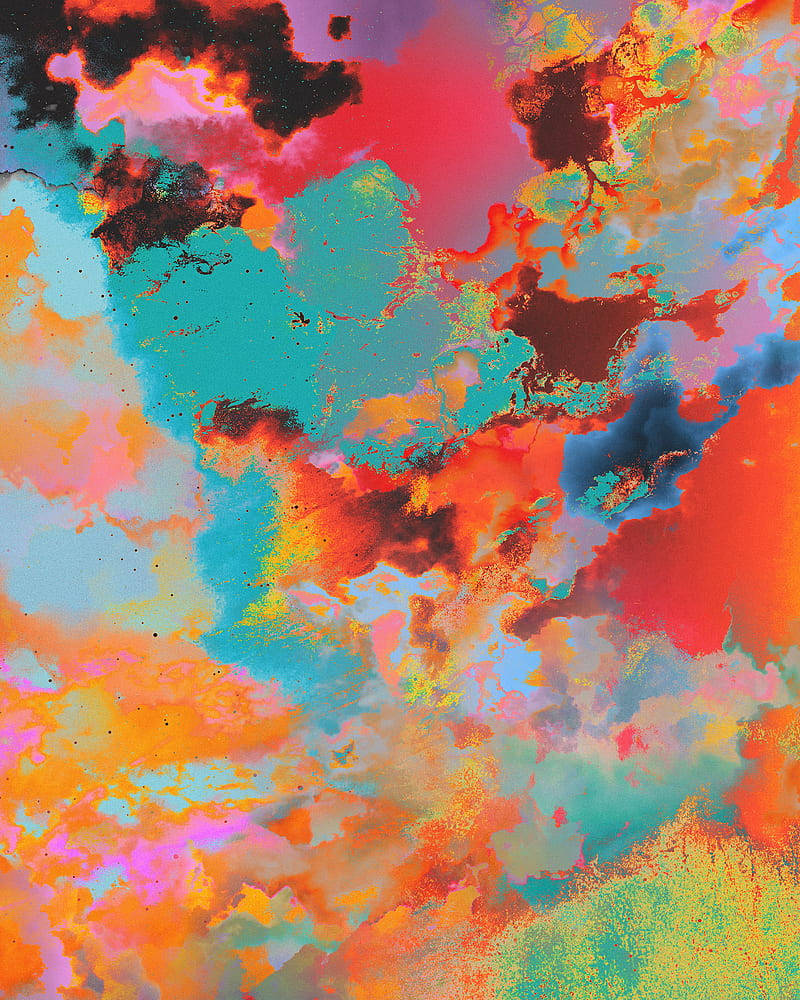 coral teal, magenta, abstract splashes, SD Phone Wallpaper