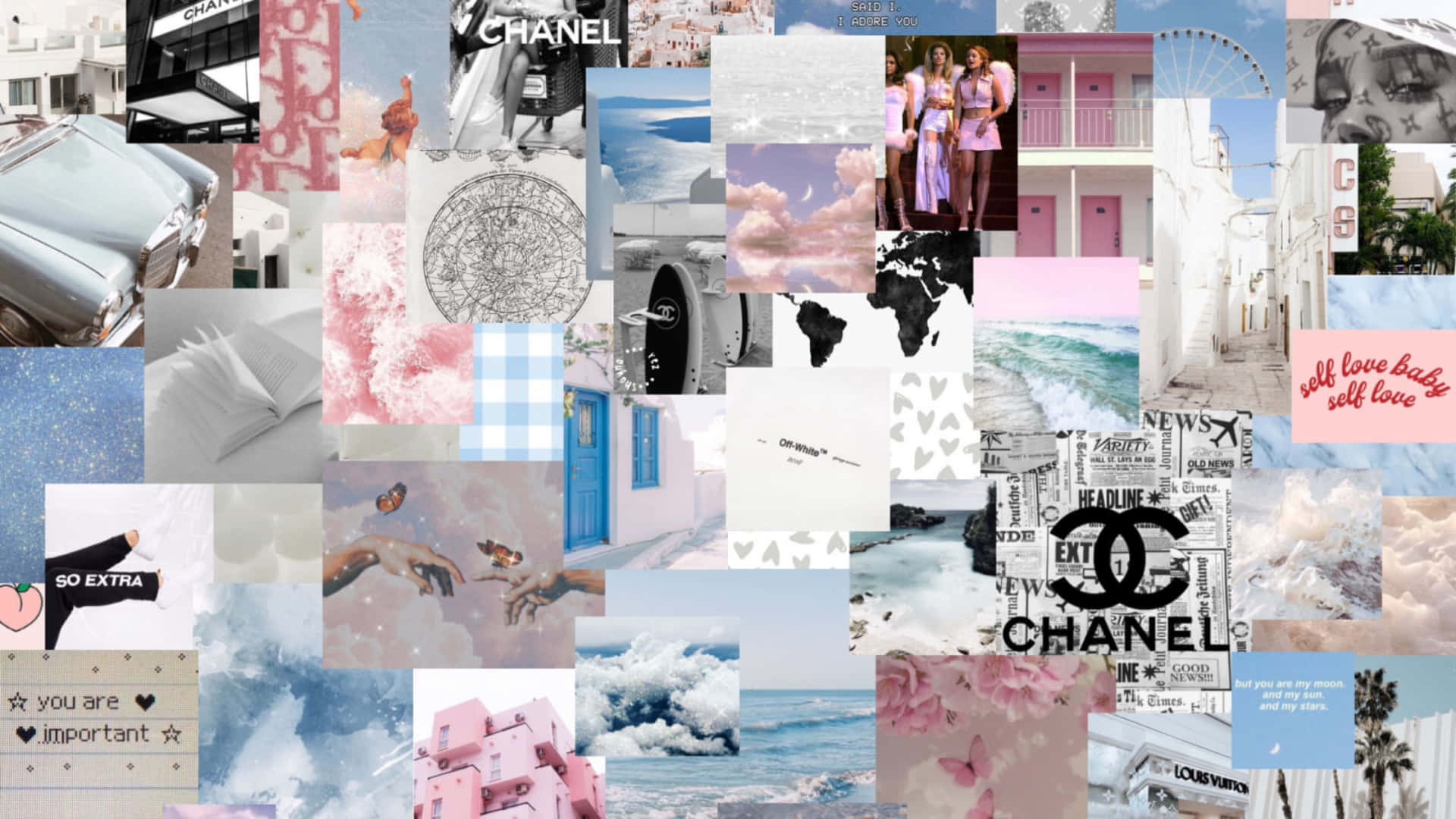 pastel pink, blue, white, Full HD Desktop Wallpaper