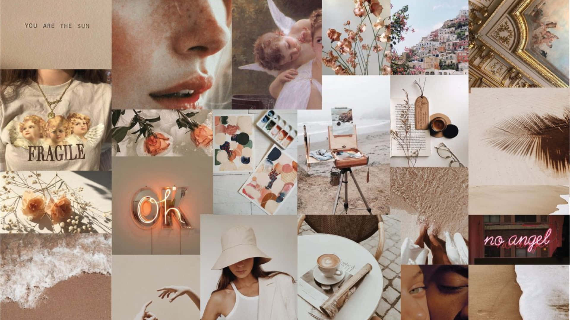 a collage of photos of a woman and her friends, Full HD Desktop Wallpaper