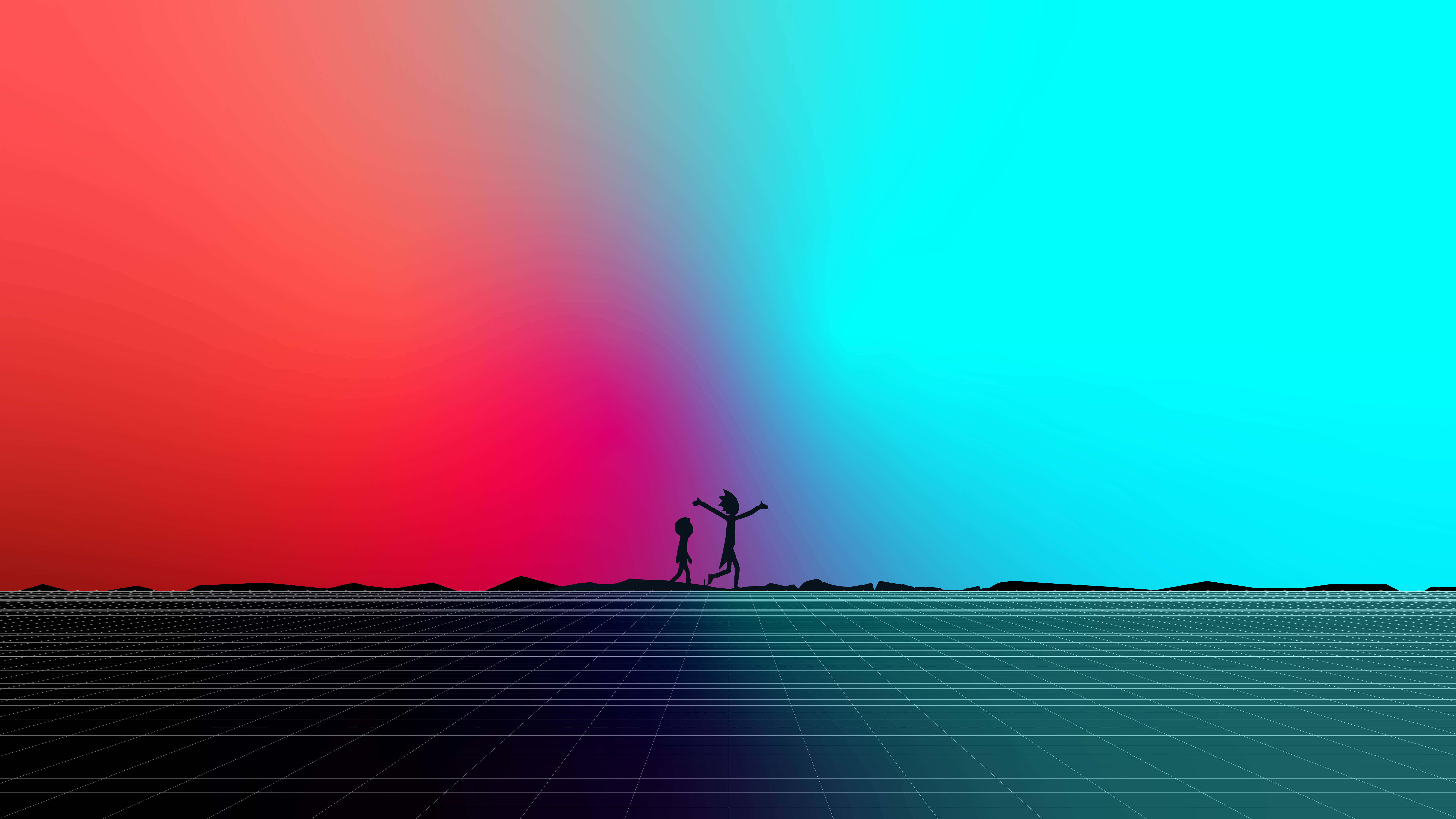 Aesthetic Computer 4K, blue red sky, radiant red-to-cyan gradient sky, 8K Desktop Wallpaper