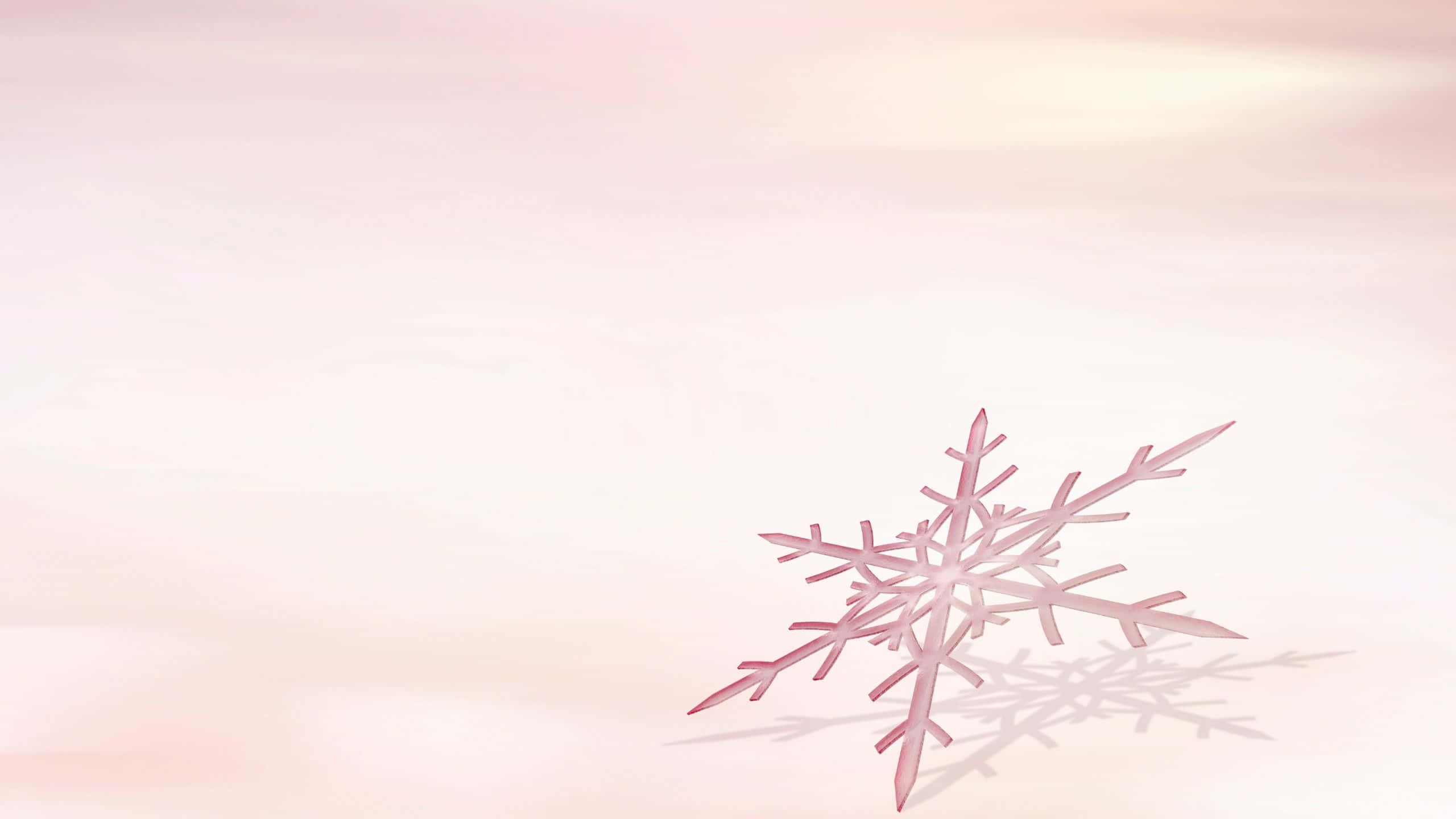 Aesthetic Computer Light Pink, pink snowflake, soft gradient background, 2K Desktop Wallpaper