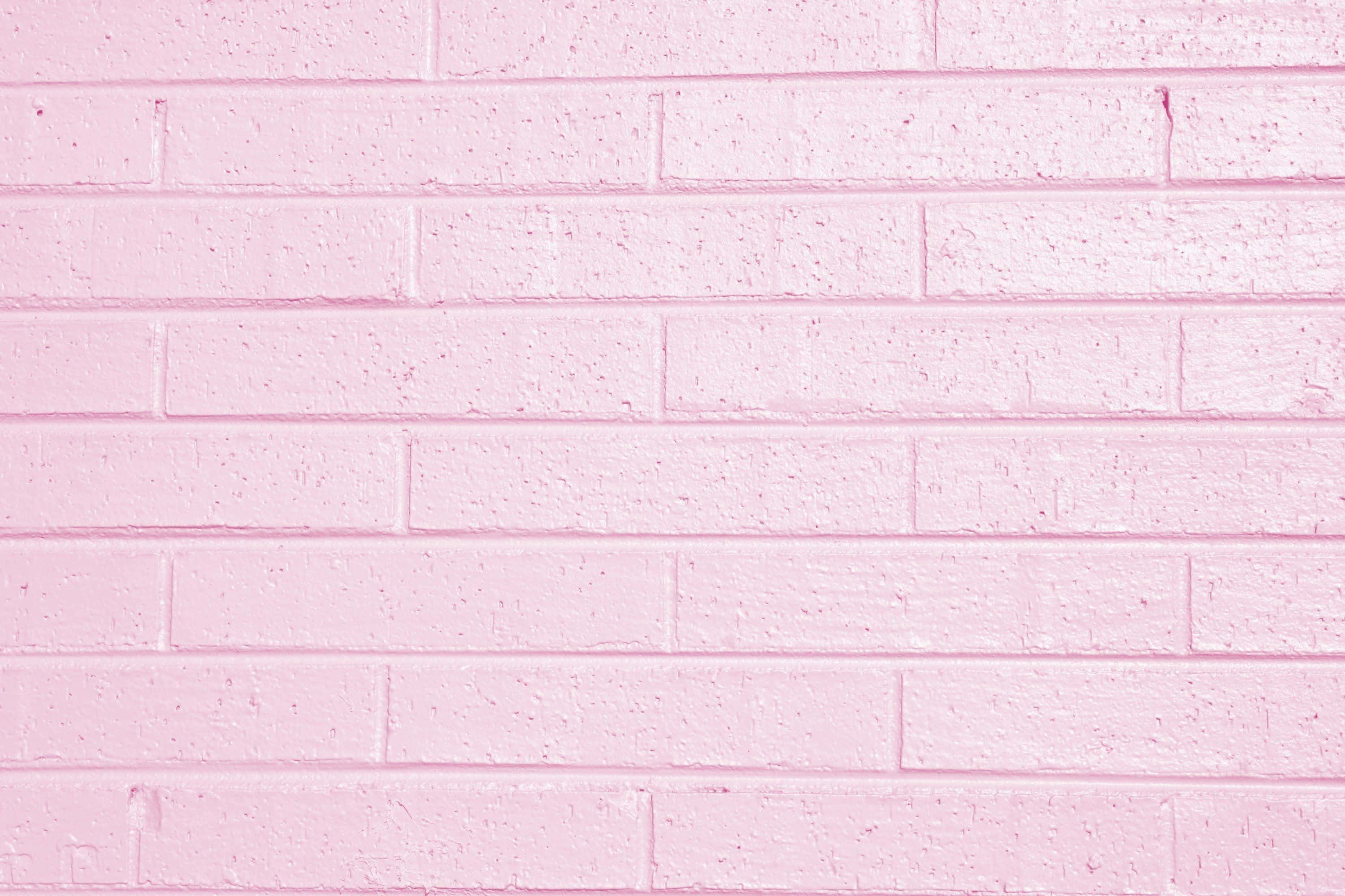 Aesthetic Computer Light Pink, pink-painted brick wall, mortar lines, 2K Desktop Wallpaper