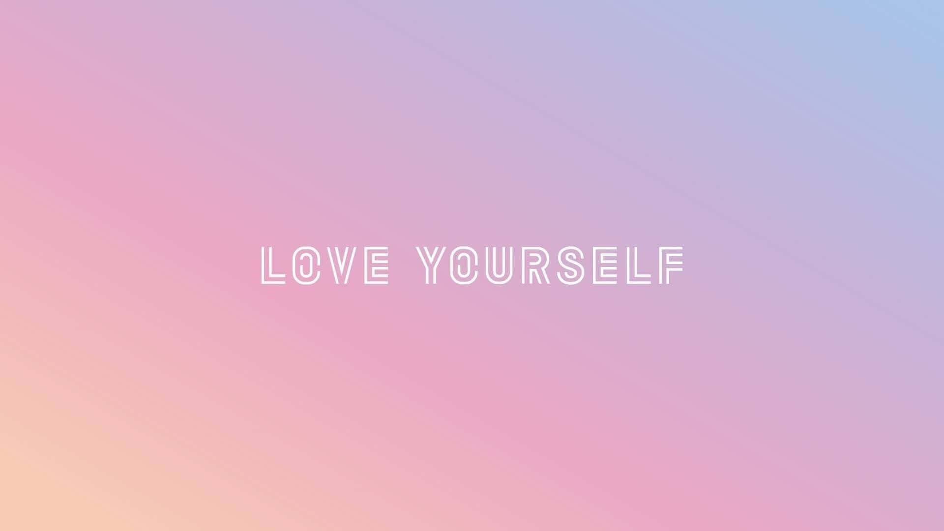 bts pink aesthetic desktop, love yourself wallpaper, soft pastel gradient background, Full HD Desktop Wallpaper