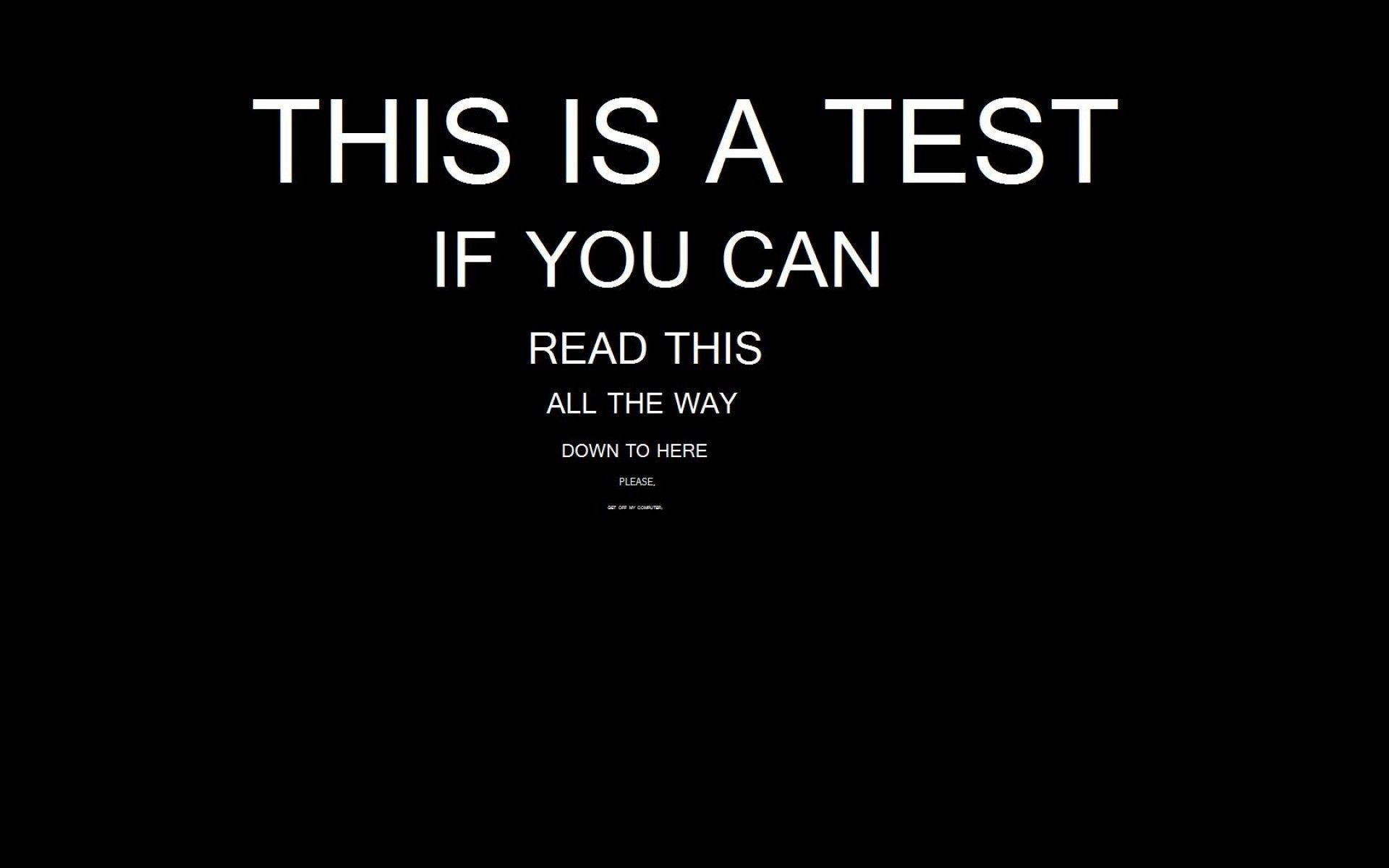 Dark Aesthetic Eye Test Parody, black background, bold white text, Full HD Desktop Wallpaper