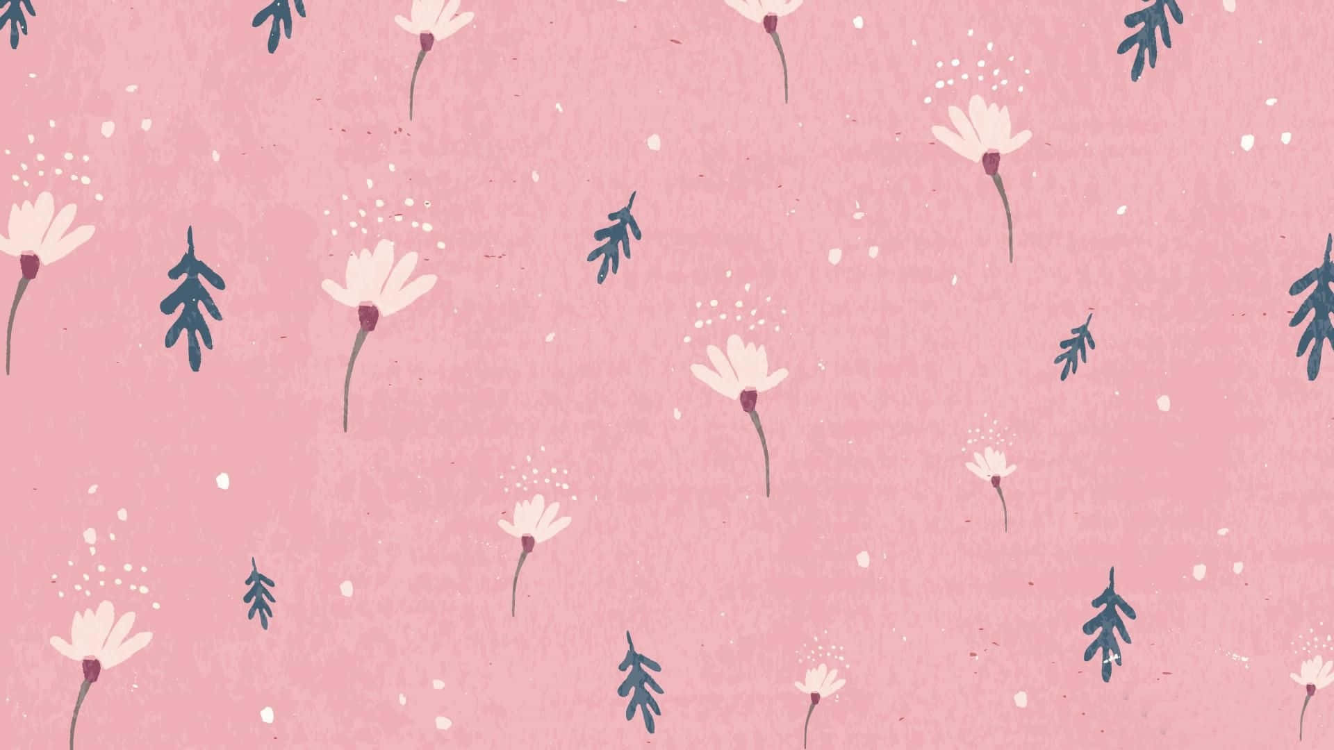 soft aesthetic computer, soft pink background, delicate white flowers, Full HD Desktop Wallpaper