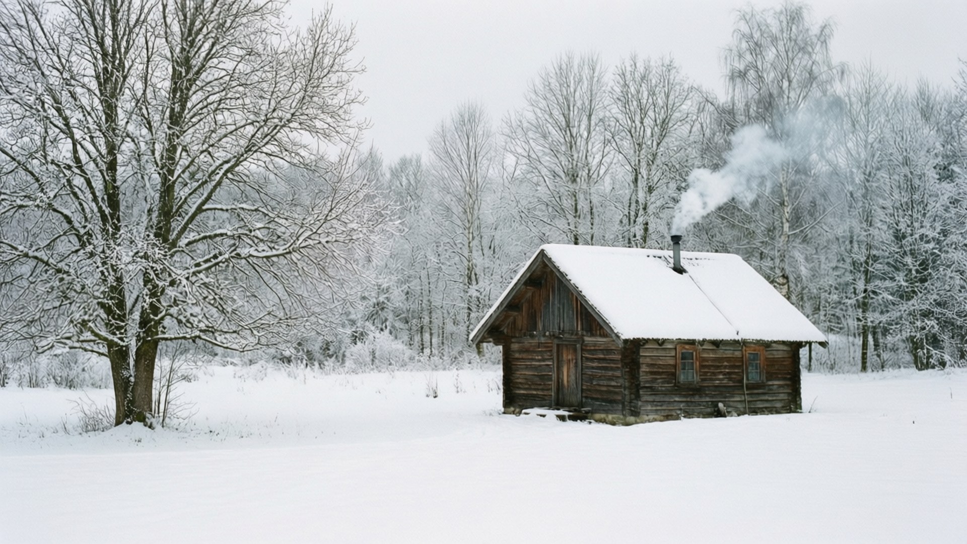 winter cabin, snow-covered cabin, winter countryside, Full HD Desktop Wallpaper