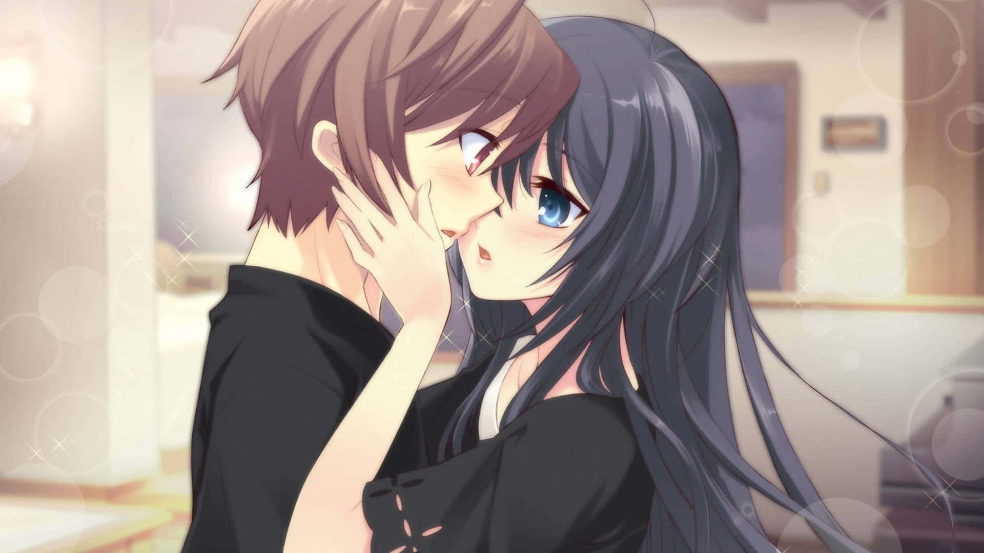 Aesthetic Couple Anime, anime couple, soft lighting, Full HD Desktop Wallpaper