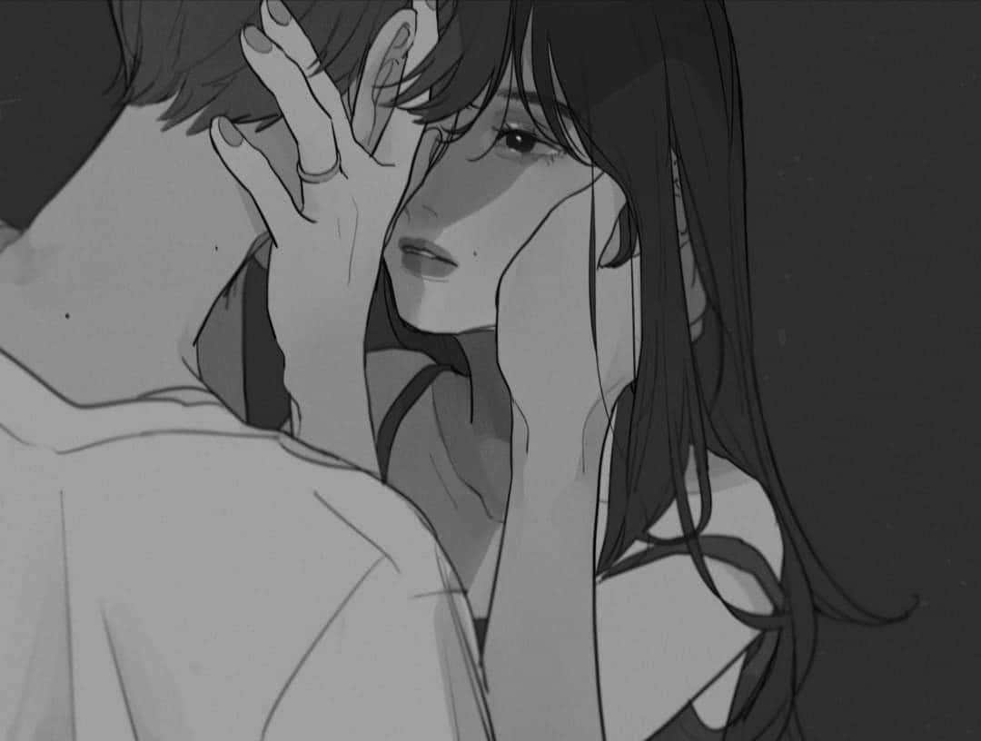 monochrome, anime-style illustration, woman, SD Desktop Wallpaper