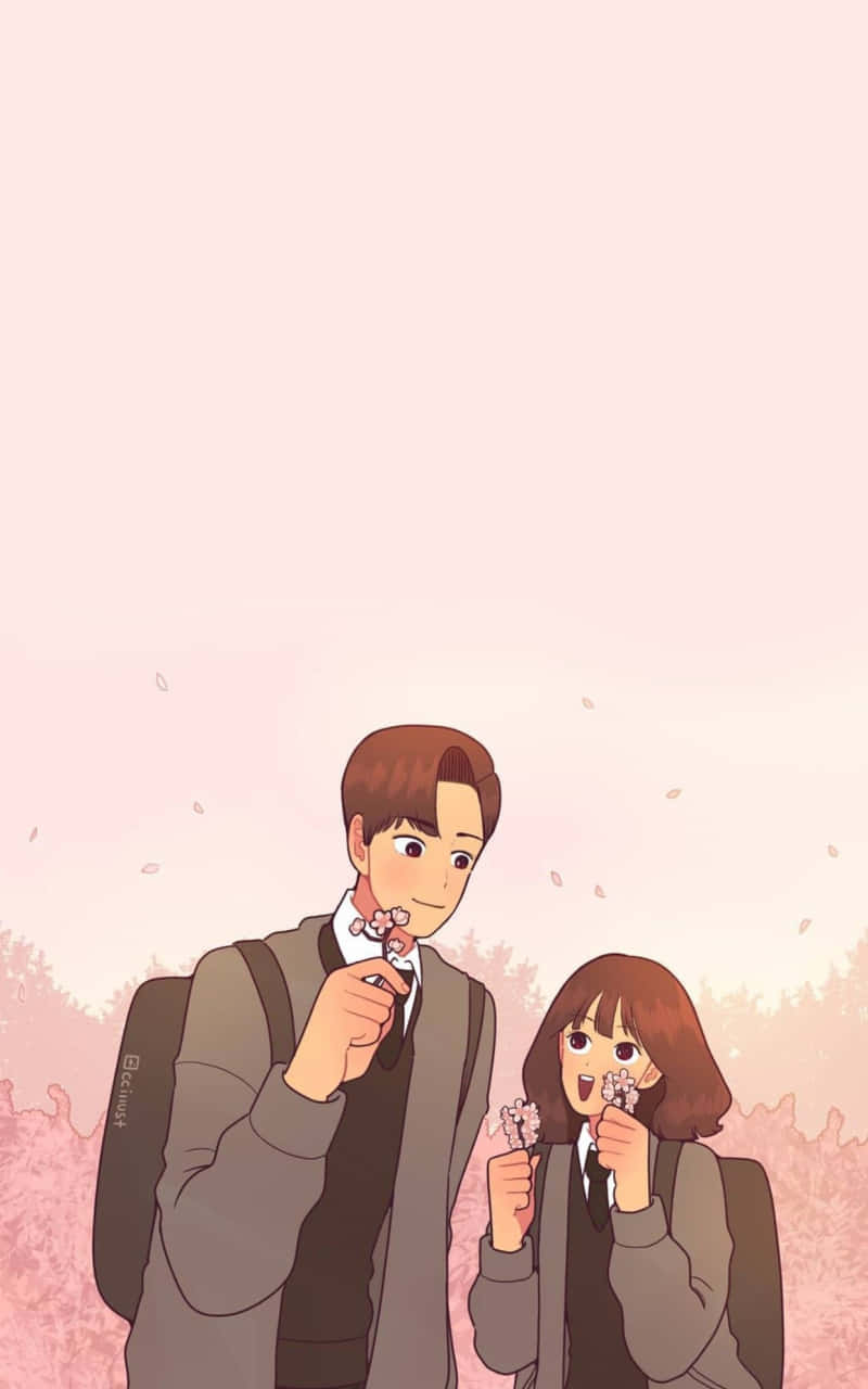 Aesthetic Couple Anime, anime couple, school uniforms, HD Phone Wallpaper