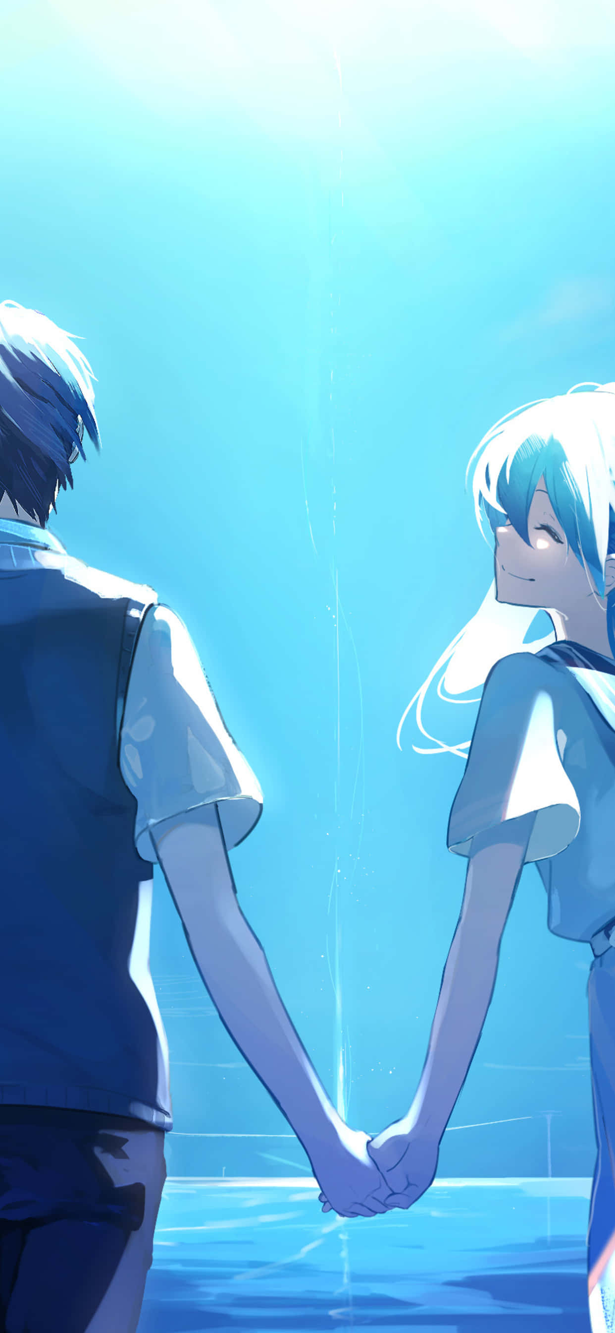 aesthetic couple anime, anime lovers, underwater, 2K Phone Wallpaper