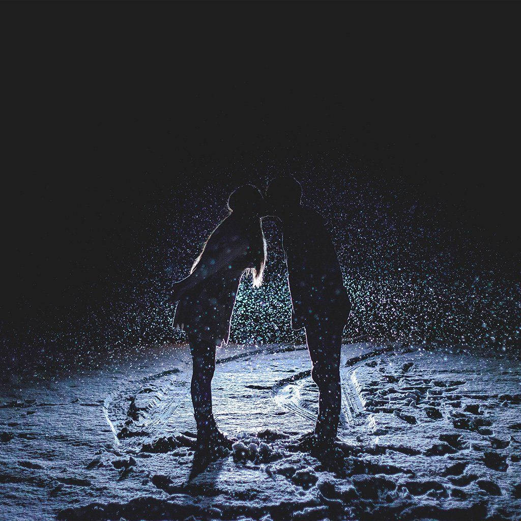 Aesthetic Couple, snowy ground, falling snow, SD Desktop Wallpaper