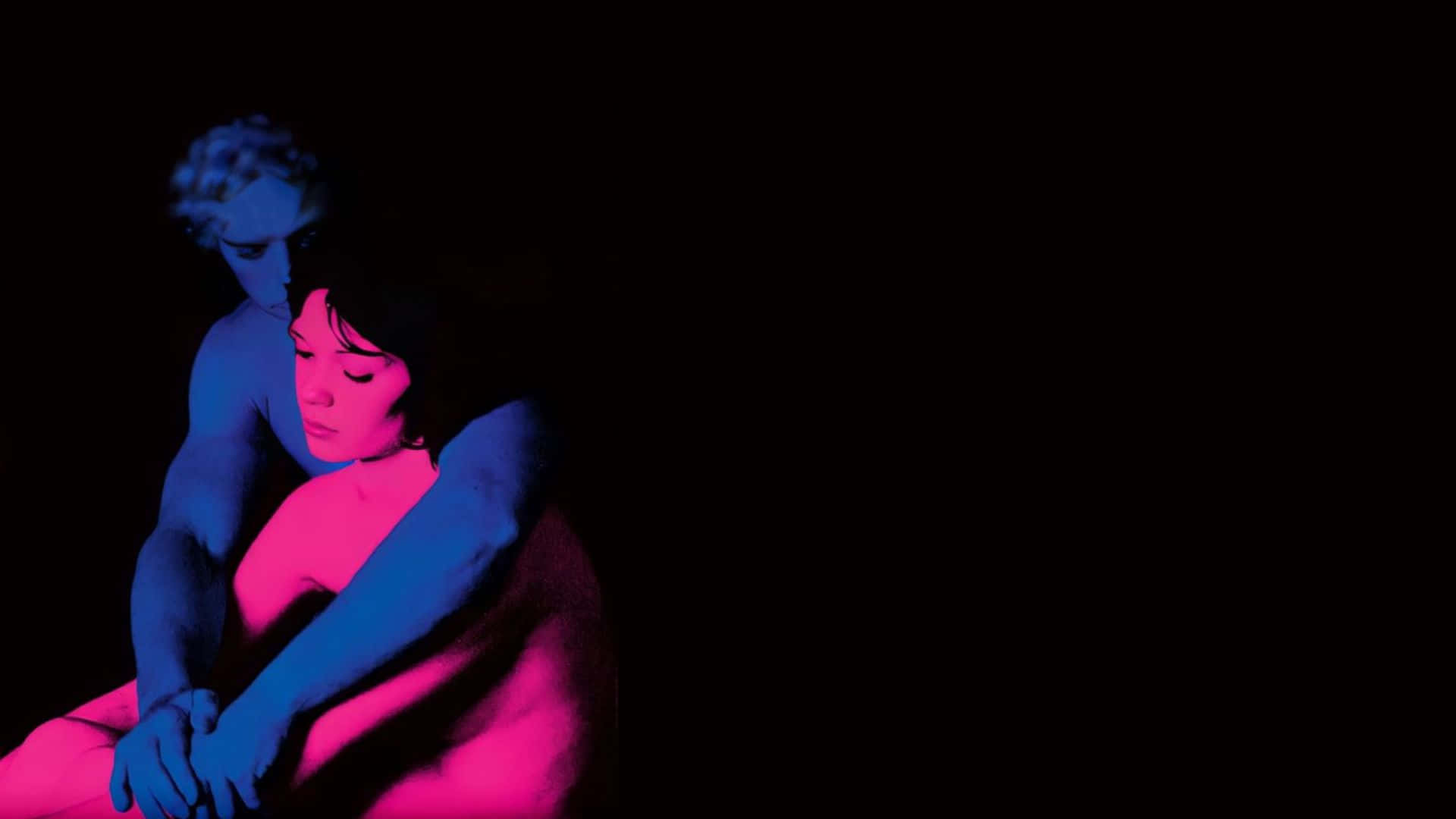 electric pink, blue neon light, couple, Full HD Desktop Wallpaper
