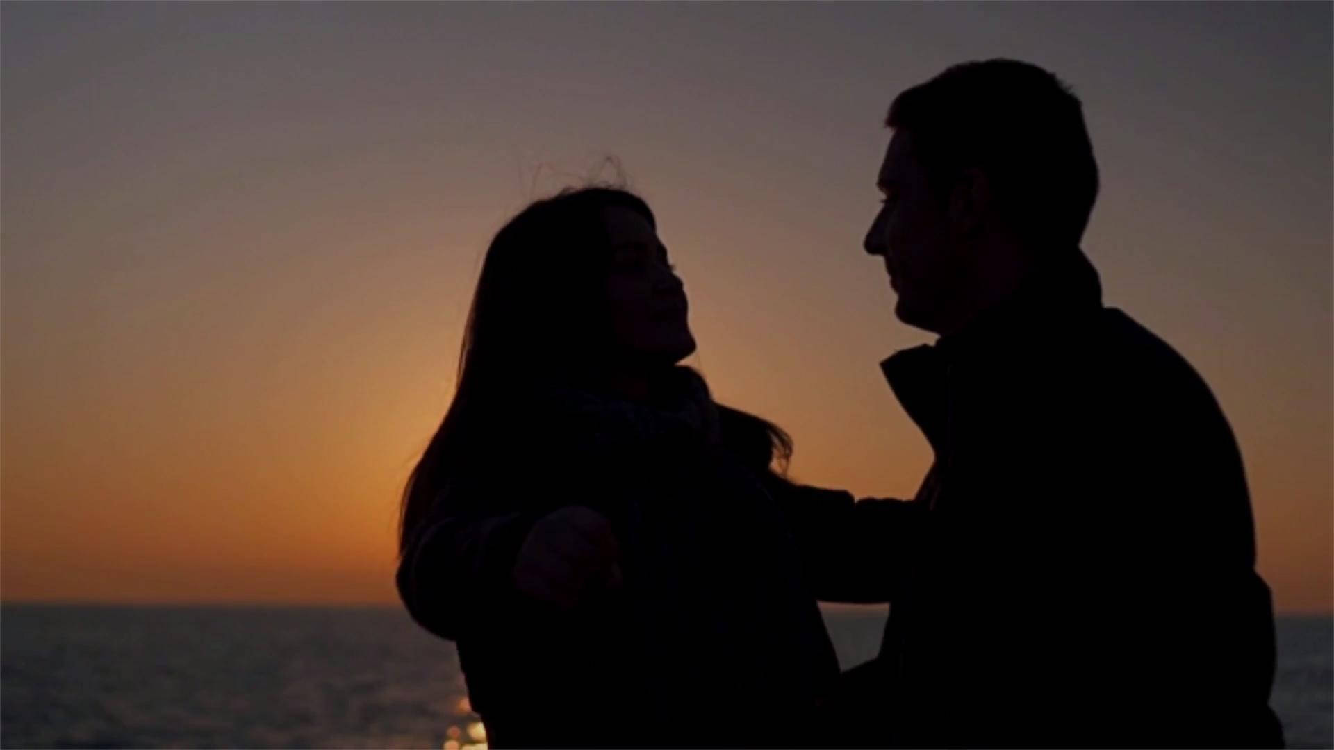 silhouette, couple, beach, Full HD Desktop Wallpaper