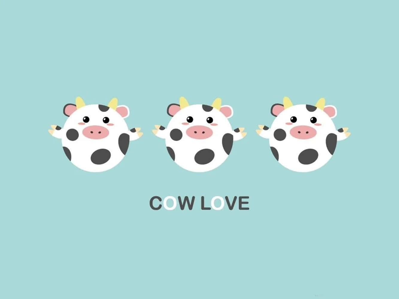 aesthetic cow, cartoon cows, black spots, HD Desktop Wallpaper