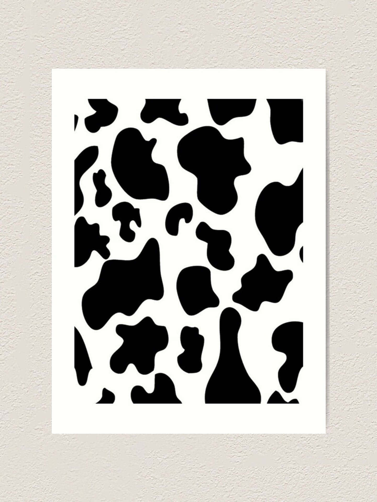 aesthetic cow, black and white cow print, textured off-white wall, Full HD Phone Wallpaper