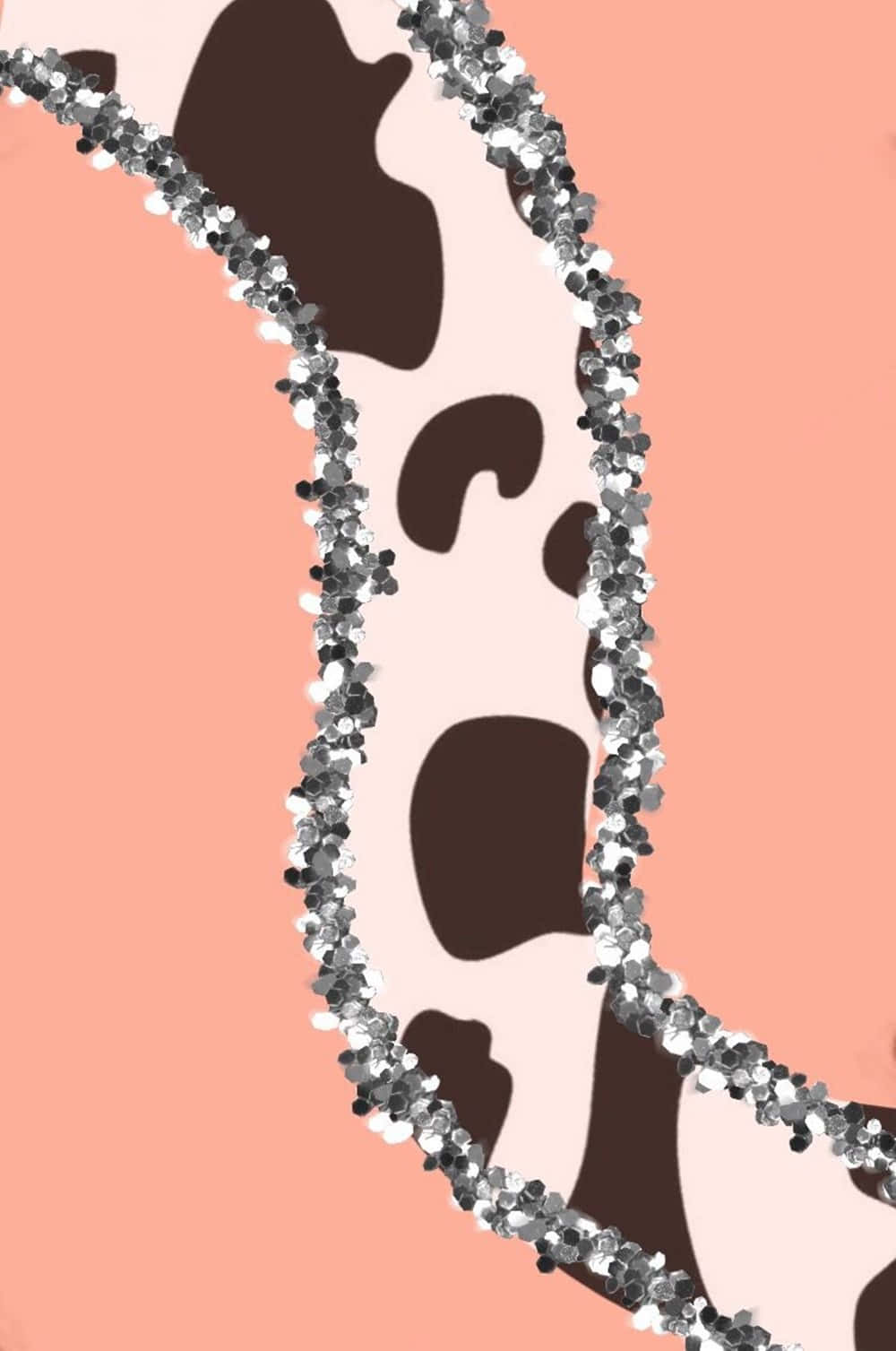 Aesthetic Cow, black shapes, peach background, HD Phone Wallpaper