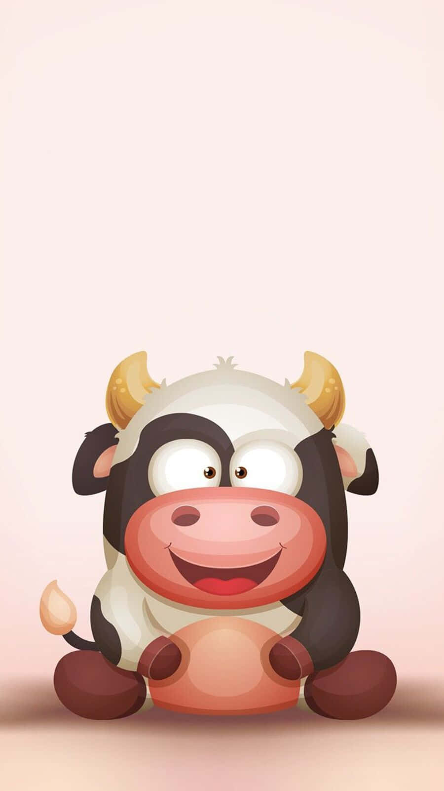 kawaii cute cow, pink background, big eyes, HD Phone Wallpaper
