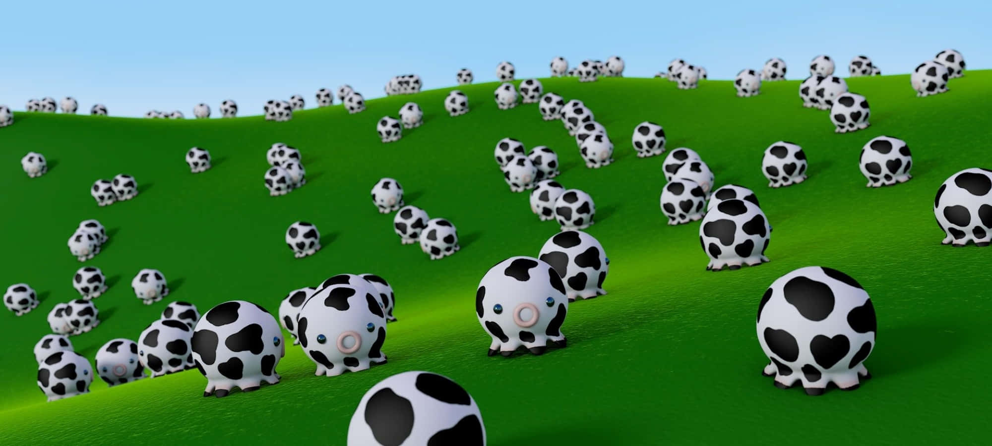 kawaii cute cow, 3d-rendered, black spots, Full HD Desktop Wallpaper