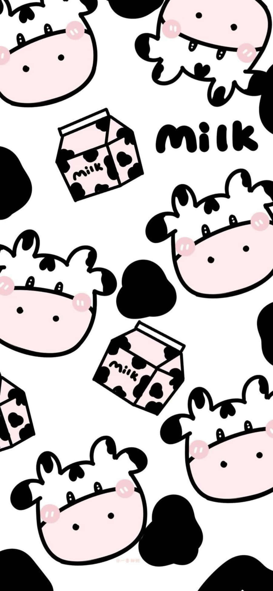 kawaii cute cow, cartoon cows, milk cartons, Full HD Phone Wallpaper
