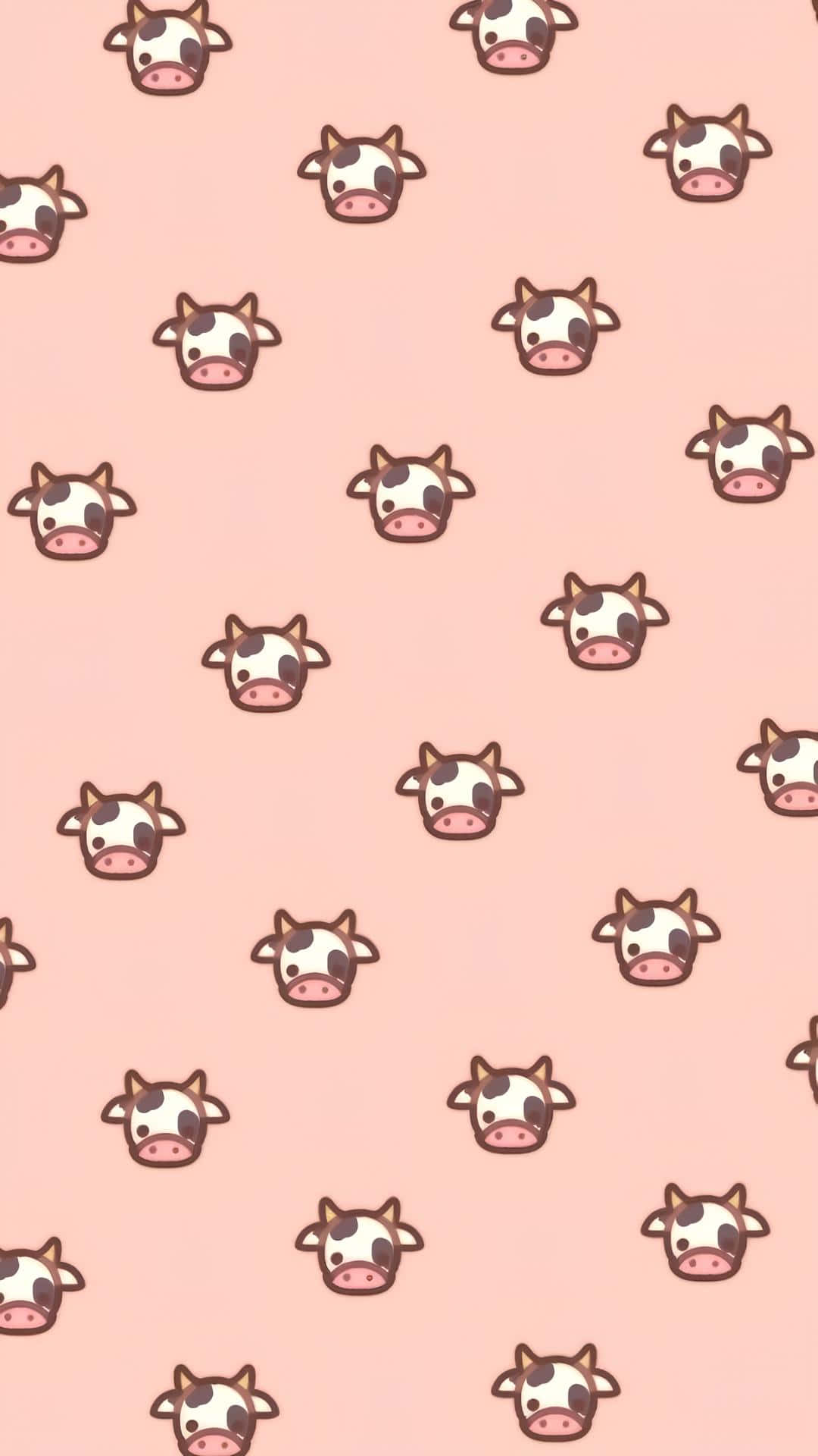 pink cow pattern, cartoon cow faces, black and white, Full HD Phone Wallpaper