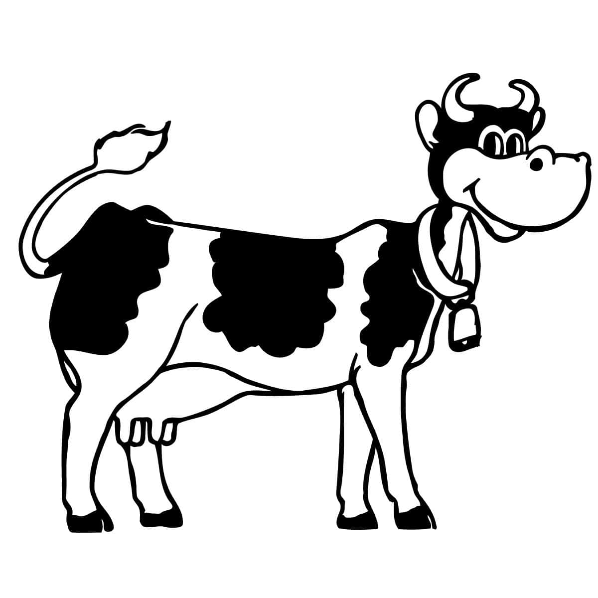 kawaii cute cow, black spots, bell, SD Desktop Wallpaper