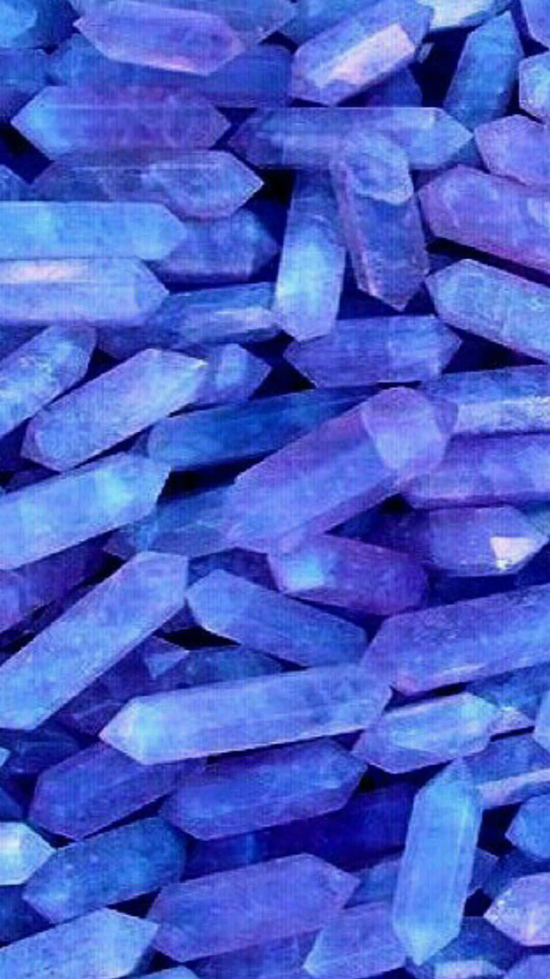 blue crystals, translucent blue, purple crystal rods, Full HD Phone Wallpaper