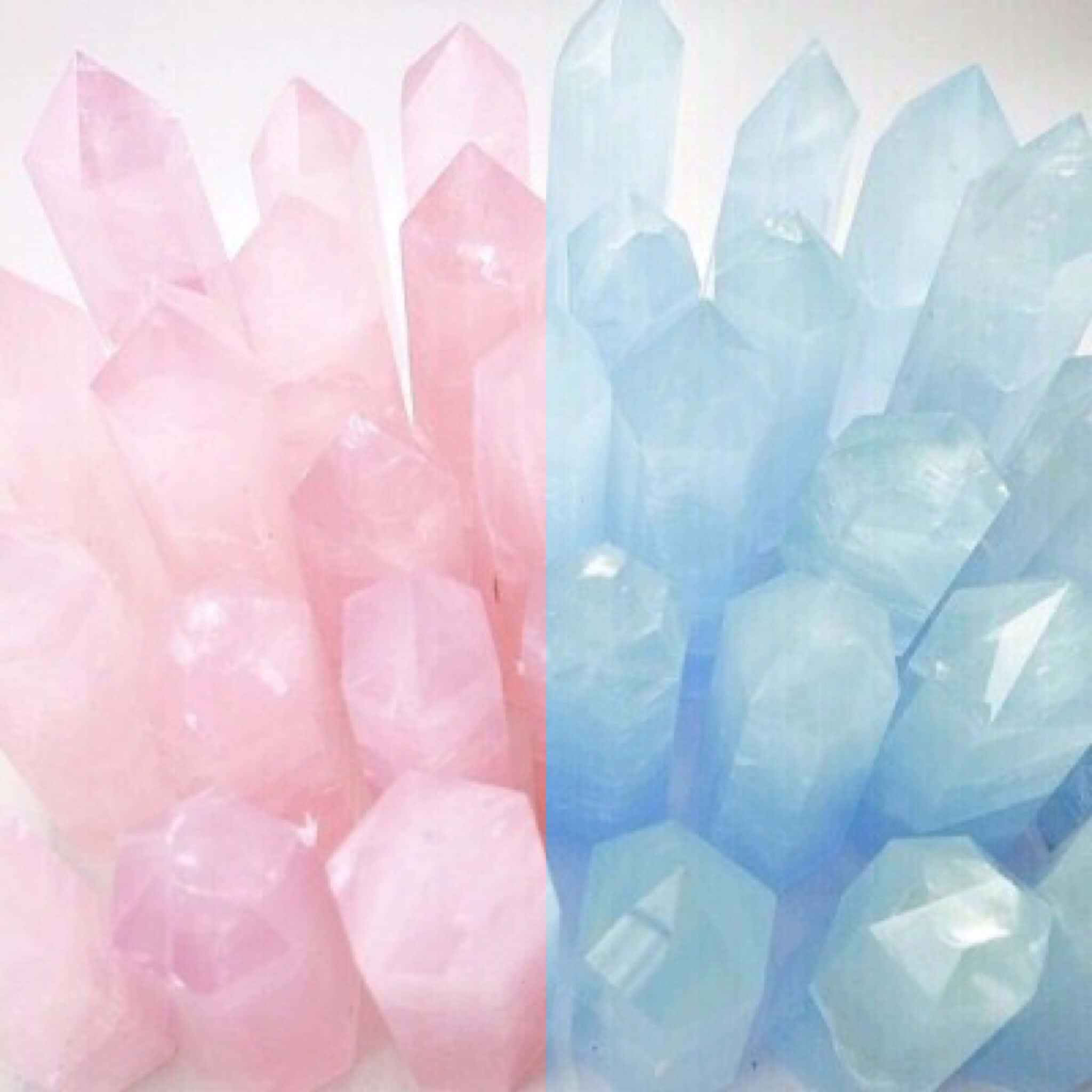 Aesthetic Crystal, pastel pink, blue crystal, Full HD Desktop Wallpaper