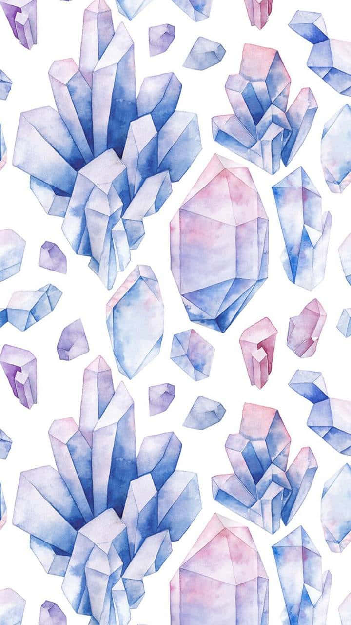pastel crystal, watercolor crystals, soft blue, HD Phone Wallpaper