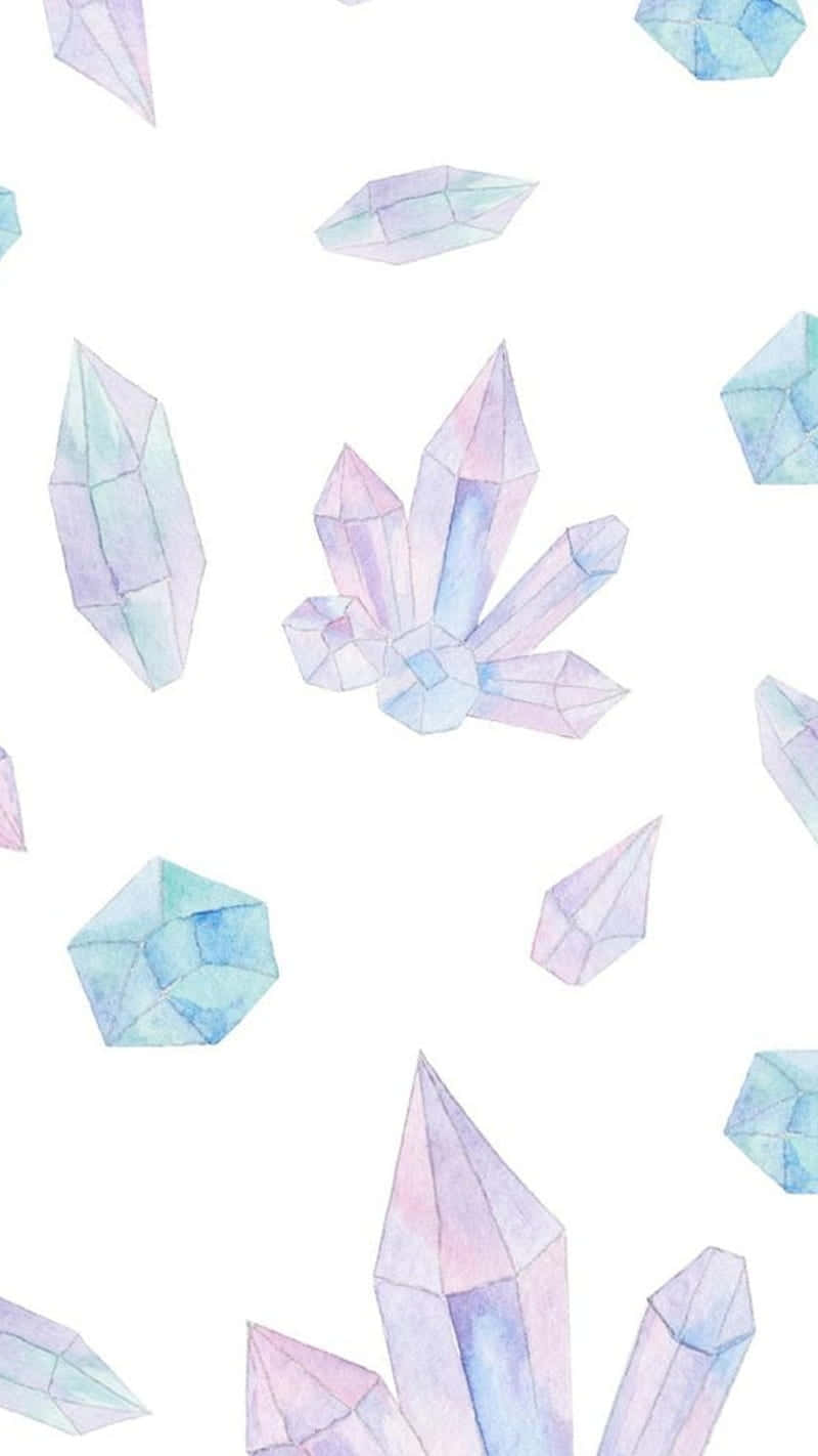 pastel crystal, watercolor crystals, white background, HD Phone Wallpaper