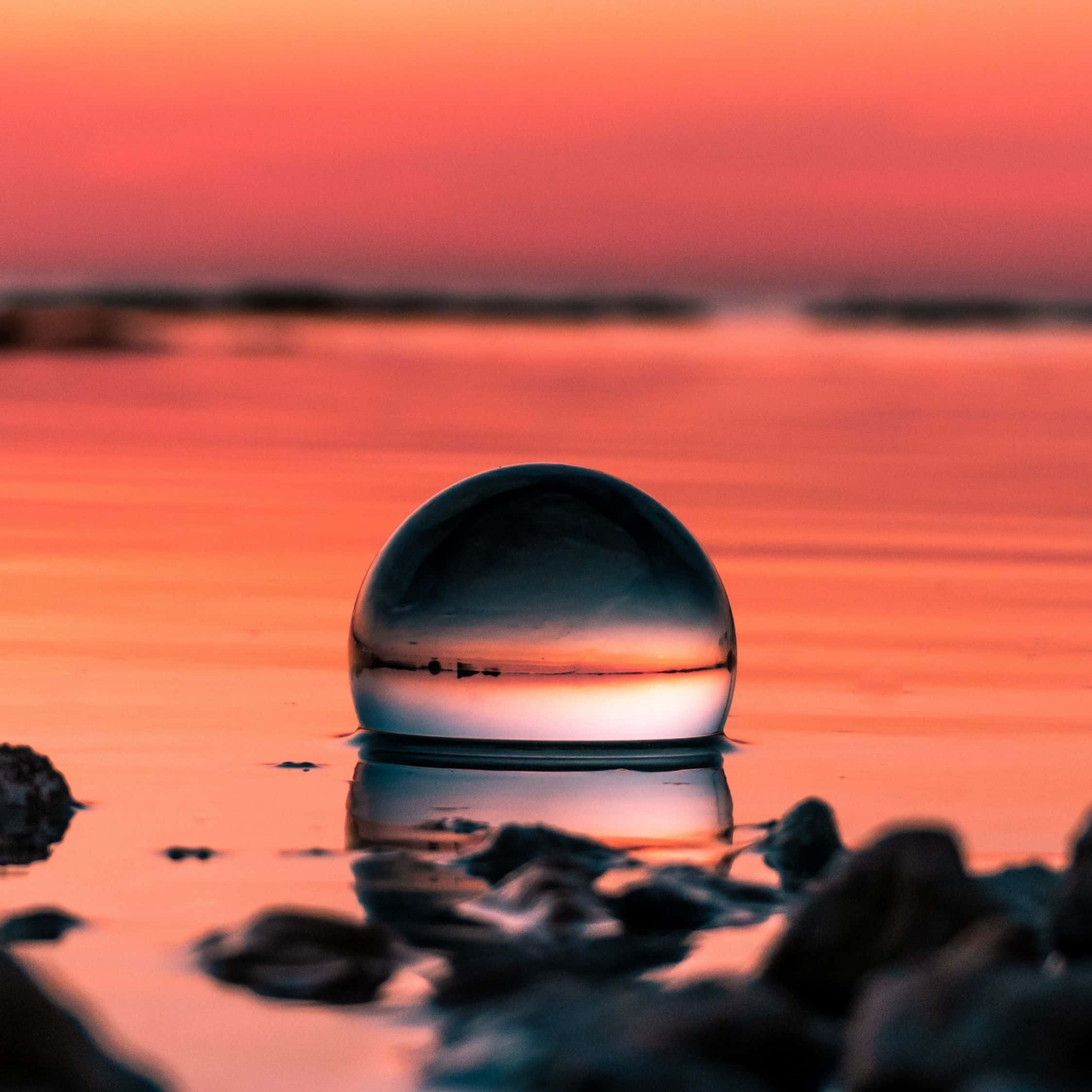 crystal ball, wooden table, sunset, Full HD Desktop Wallpaper