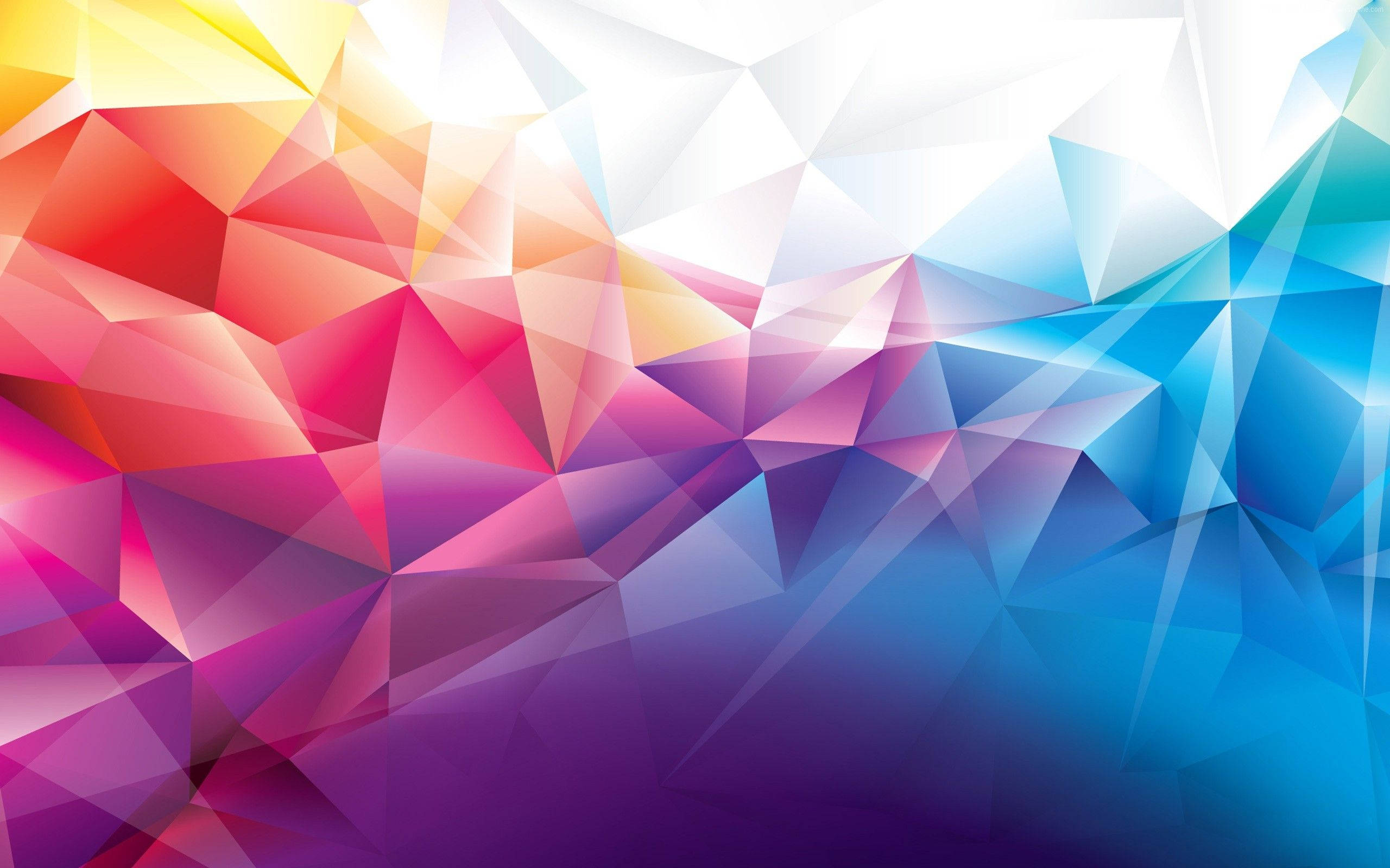 colorful crystal background, vibrant abstract geometric wallpaper, colorful triangular facets, 2K Desktop Wallpaper