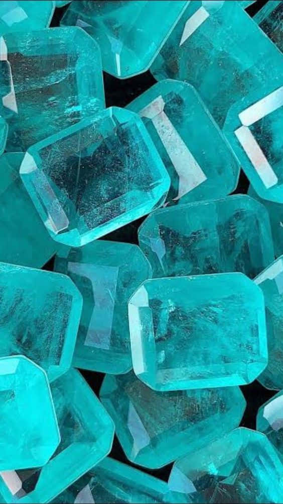 pastel teal, faceted teal gemstones, icy clarity, SD Phone Wallpaper