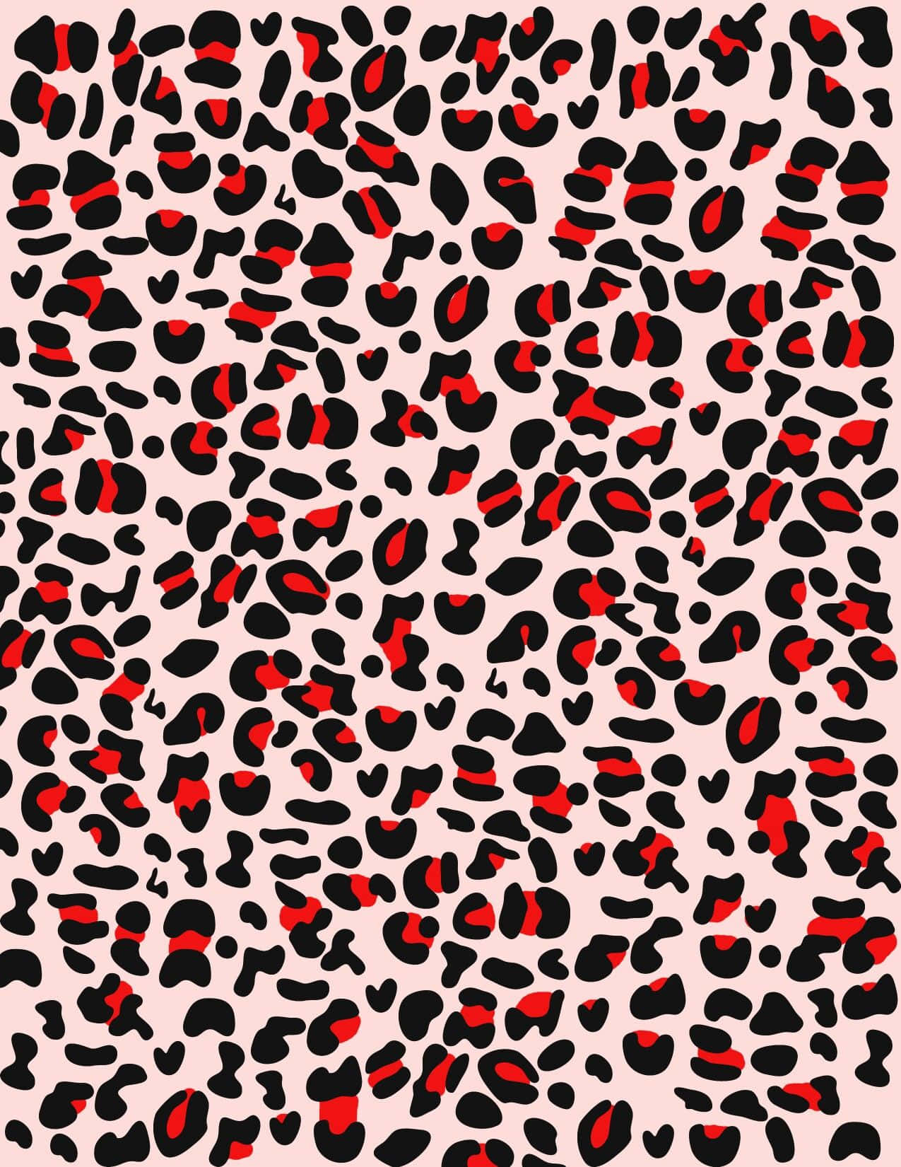 cute cheetah print, red and black, soft pink background, HD Phone Wallpaper