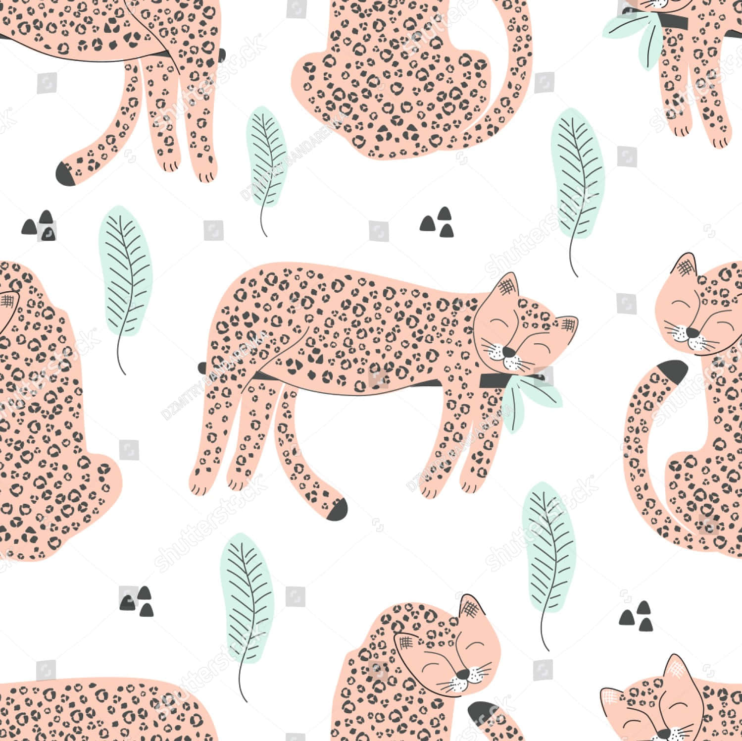 cute cheetah print, leaf pattern, pink leopards, HD Desktop Wallpaper