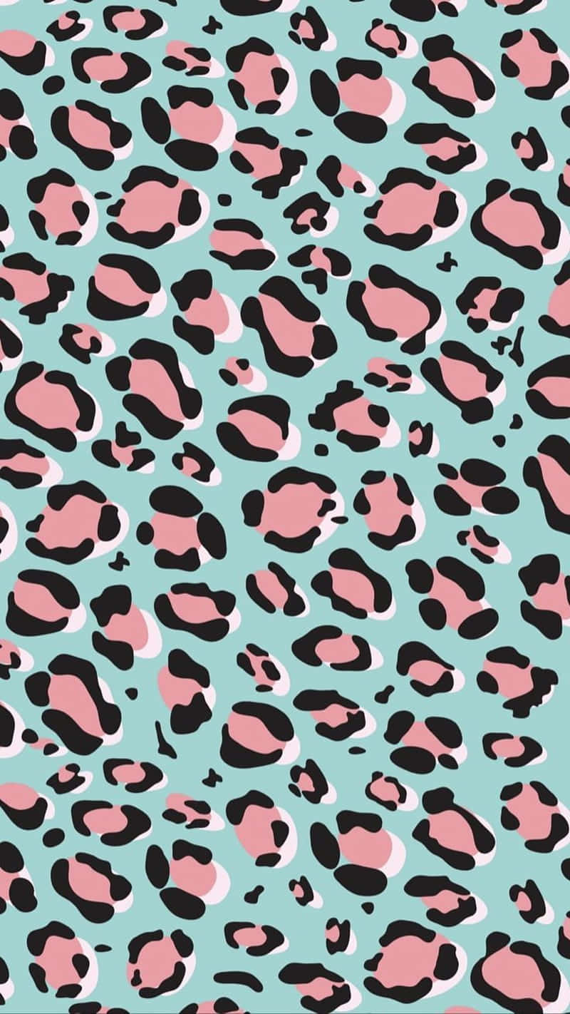 pastel blue, pink, cute cheetah print, HD Phone Wallpaper