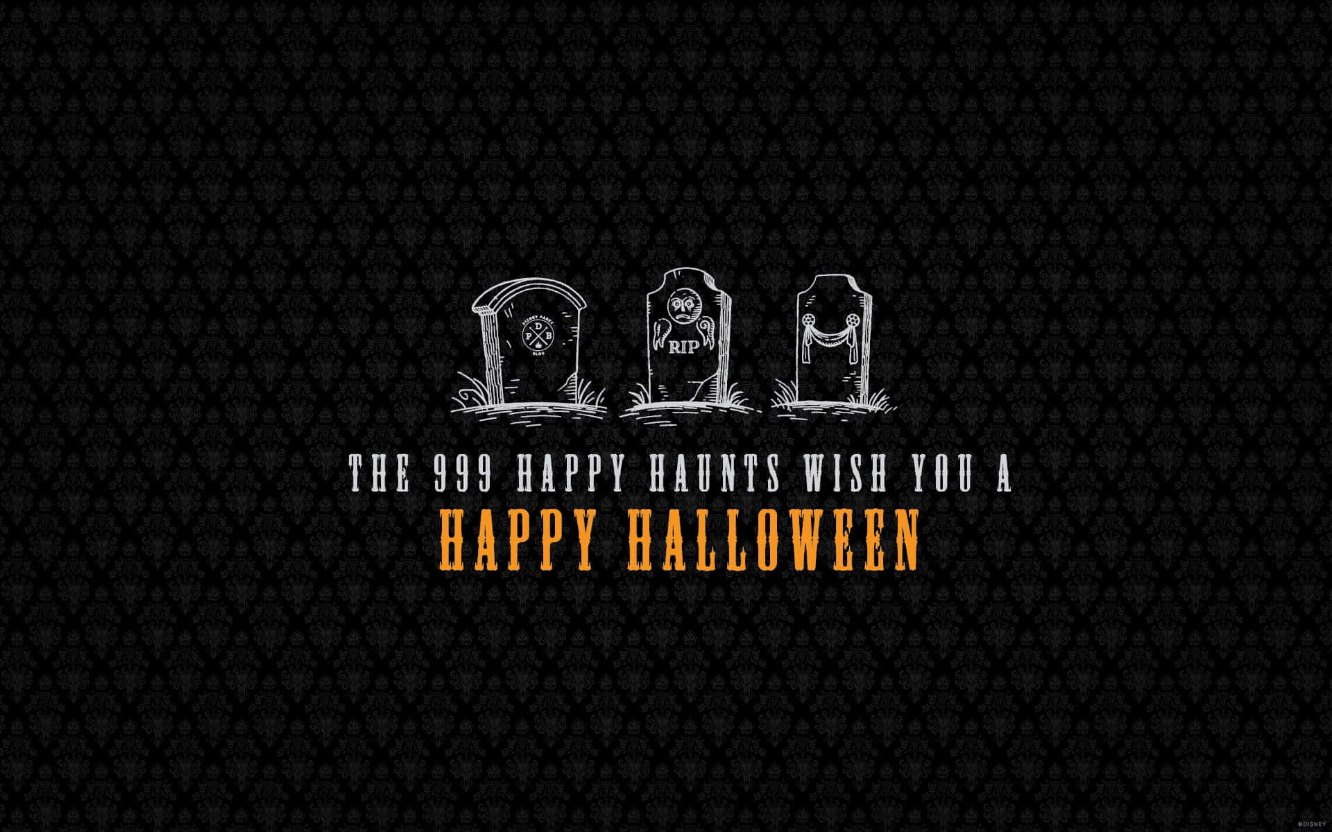Aesthetic Cute Halloween, haunted gravestones, eerie symbols, Full HD Desktop Wallpaper