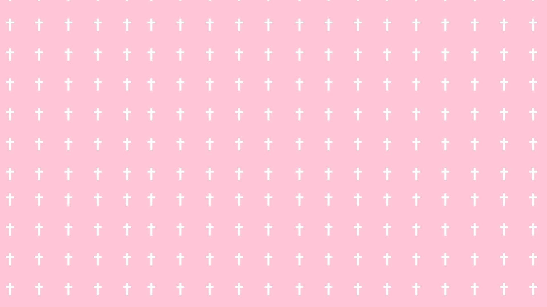 pastel palette, soft pink background, small white crosses, Full HD Desktop Wallpaper