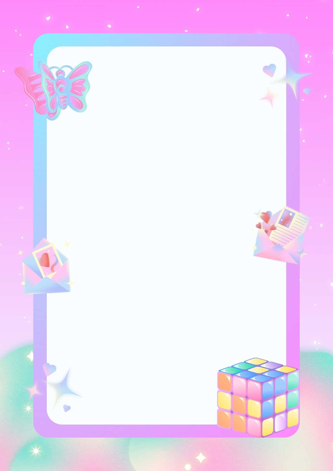 Pastel Y2 K Aesthetic Frame, pastel gradient, white central frame, HD Phone Wallpaper