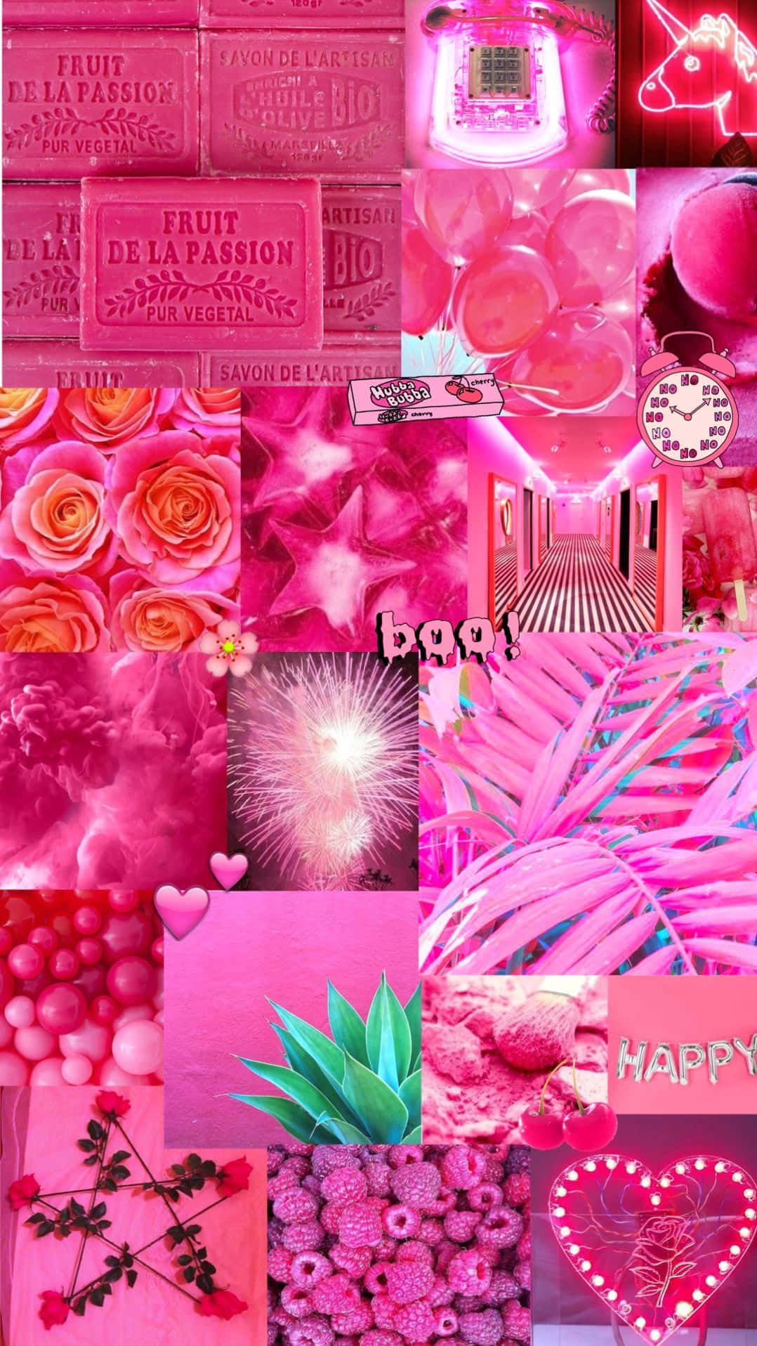 Aesthetic Dark Pink, soap roses, neon unicorns, HD Phone Wallpaper