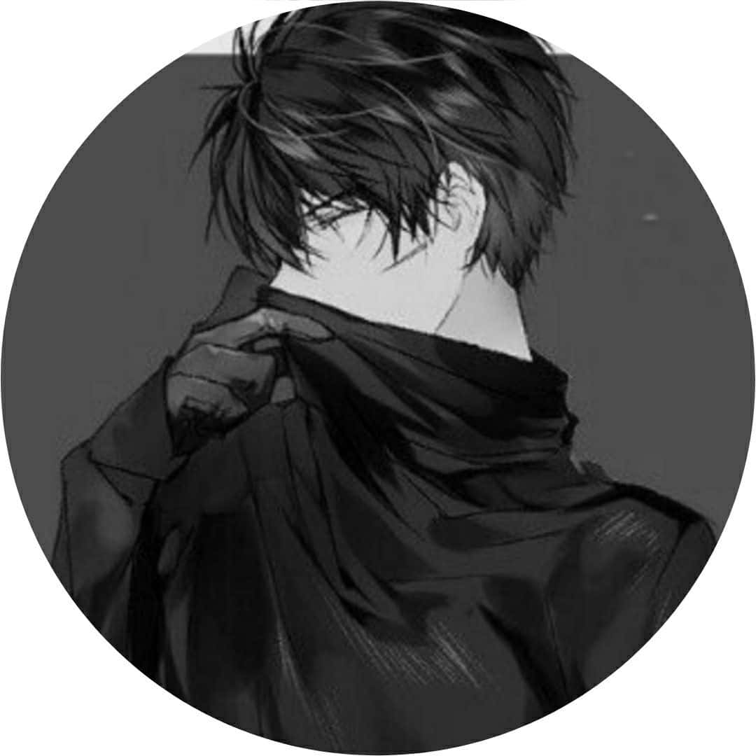 monochrome anime-style portrait, young man, tousled hair, SD Desktop Wallpaper