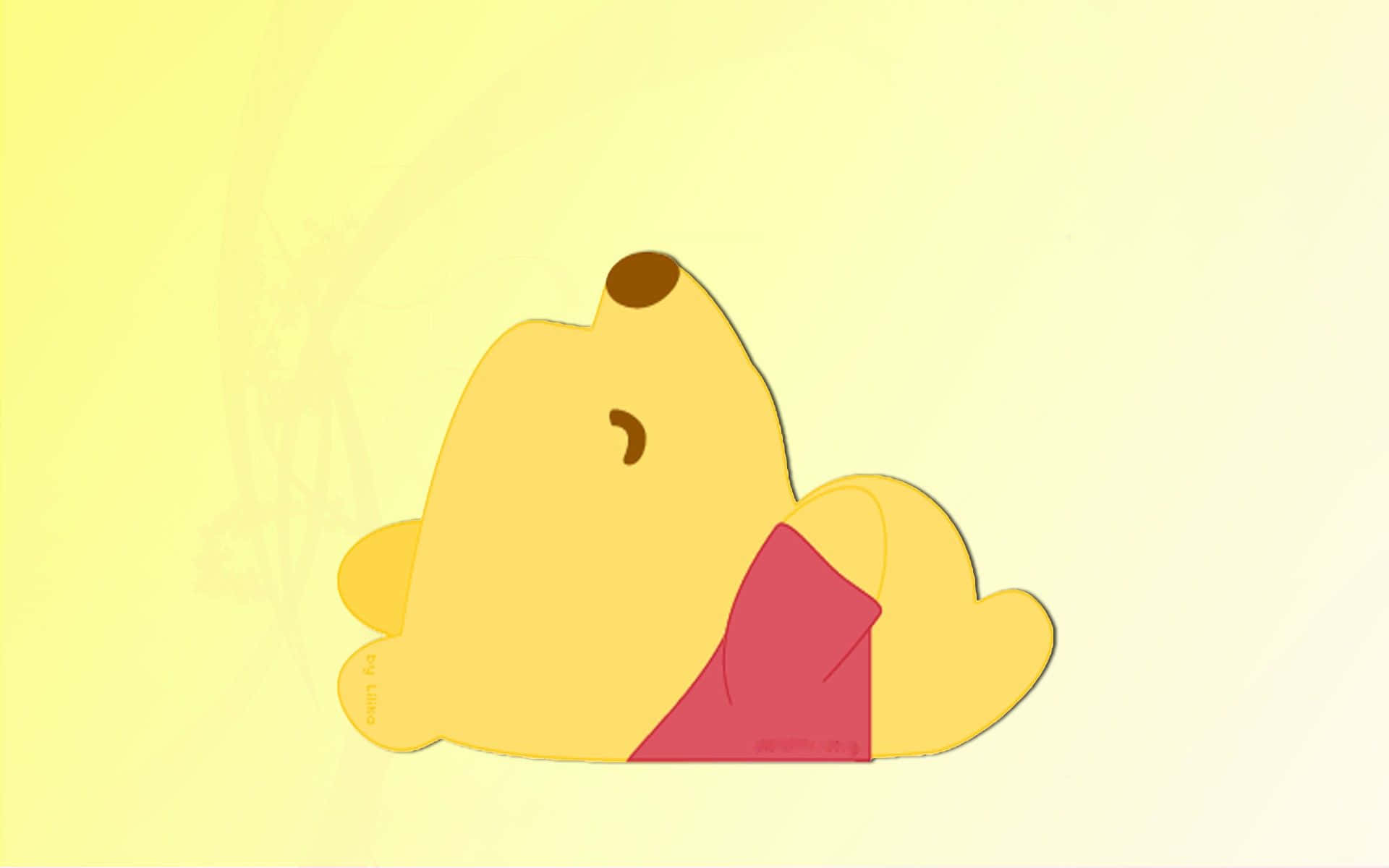 Aesthetic Disney Laptop, yellow cartoon bear, red shirt, Full HD Desktop Wallpaper